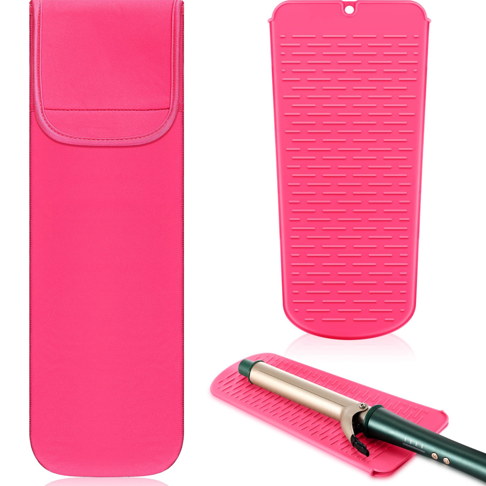 Shappy 2-Piece Heat Resistant Curling Iron Travel Case - Neoprene Flat Iron Holder & Silicone Hot Tools Bag for Straightener Storage (Solid Style) | Perfect for Travel, Salon & Home Hair Styling