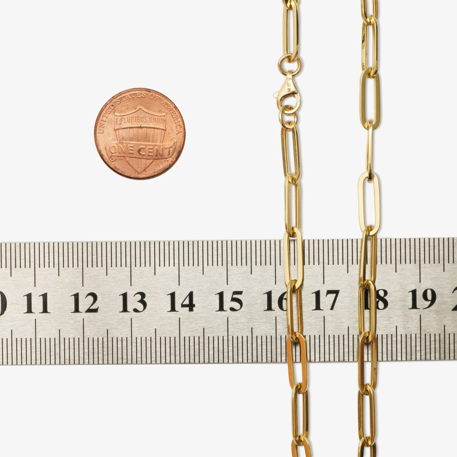 14k Yellow Gold Paperclip Chain Necklace - Classic Dainty Minimalist Jewelry for Women, Perfect for Everyday Wear, Layering & Gift Giving