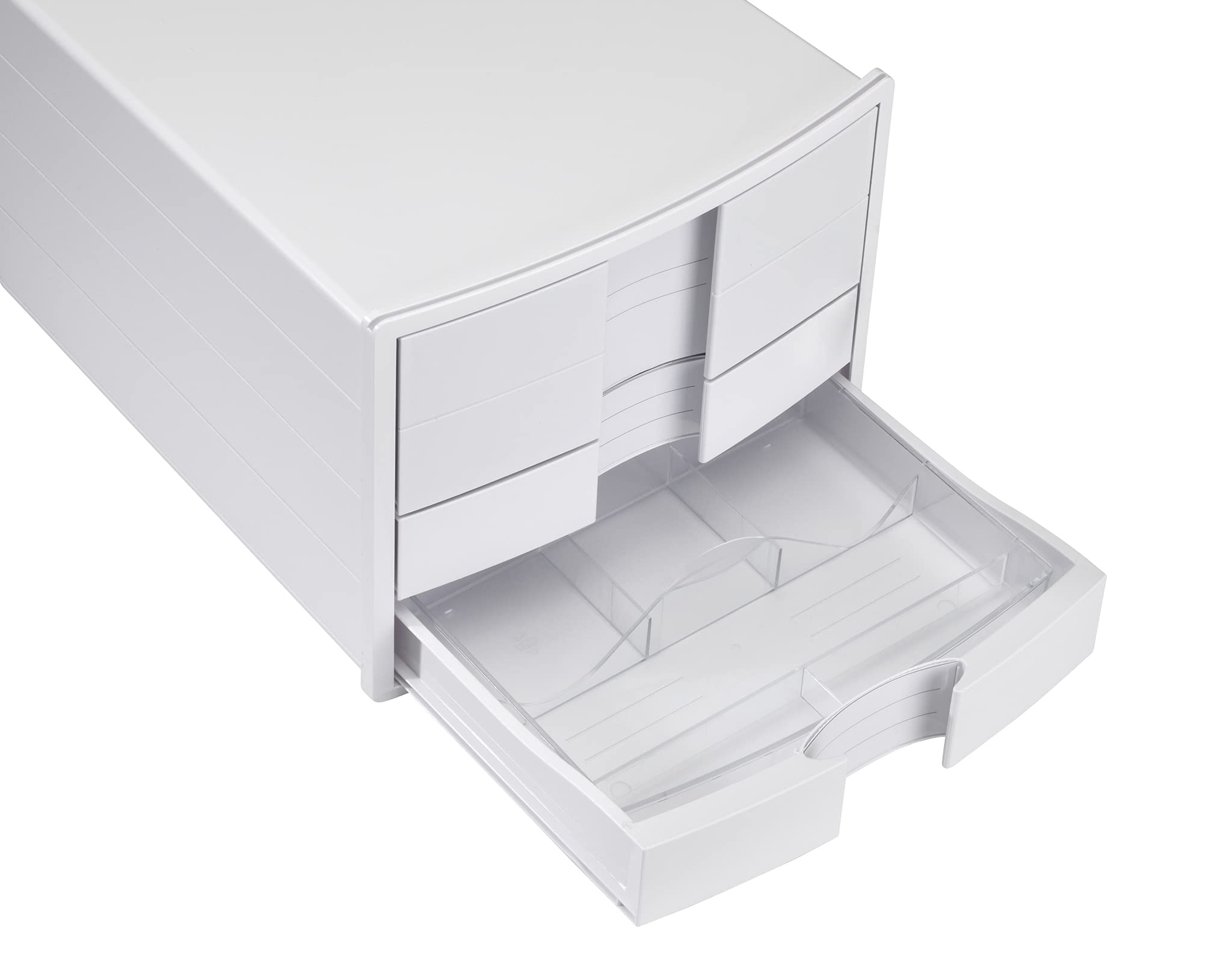 HAN IMPULS 2.0 3-Drawer Storage Box for A4/C4 Documents - Locking Base, Labeling Labels, Rubber Feet - Light Grey (1017-11) - Perfect for Office, Home & School Organization