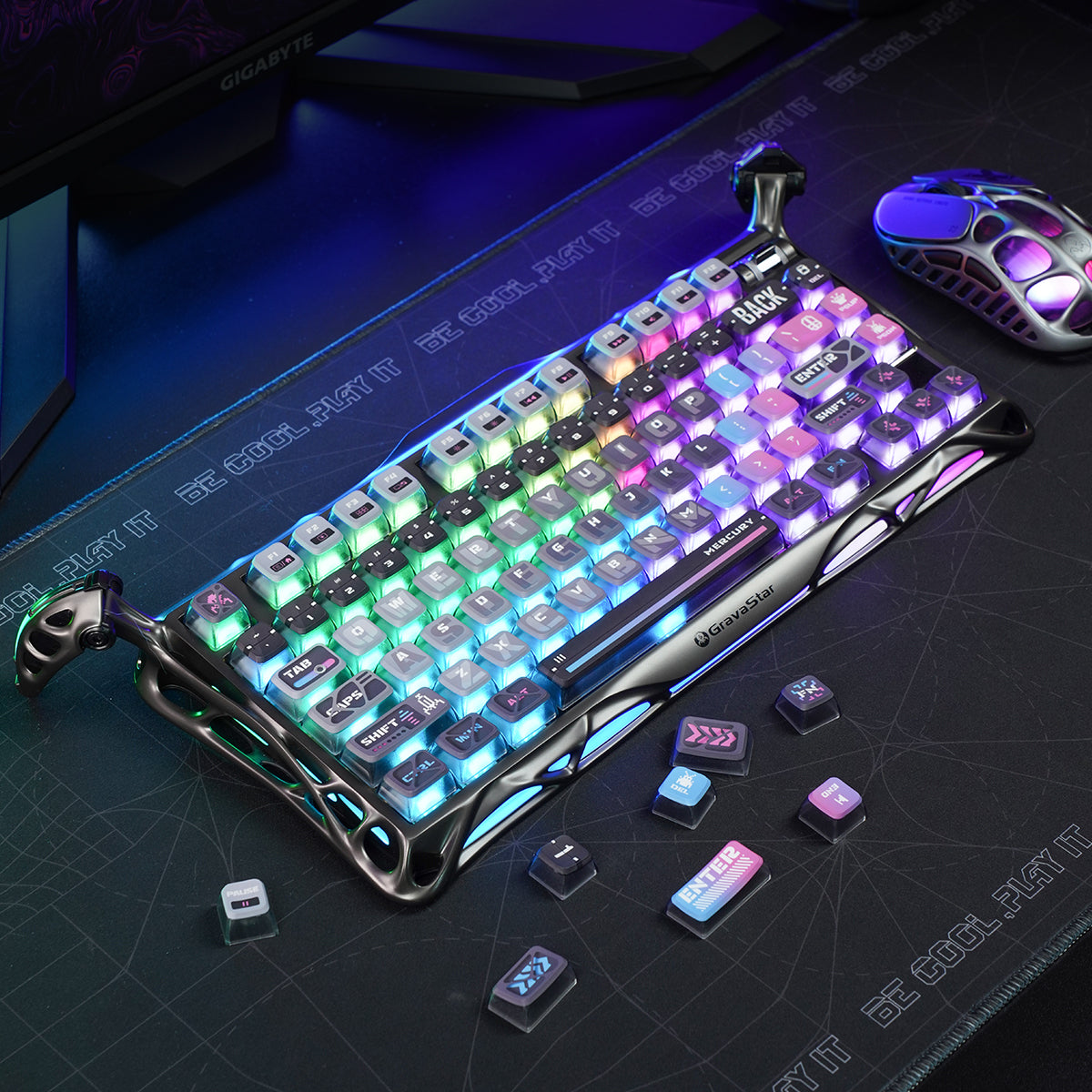 Cyberpunk Keycaps for Mechanical Keyboards - Custom Gaming & Typing Keycaps (Keyboard Not Included) - Perfect for PC Gamers & Programmers