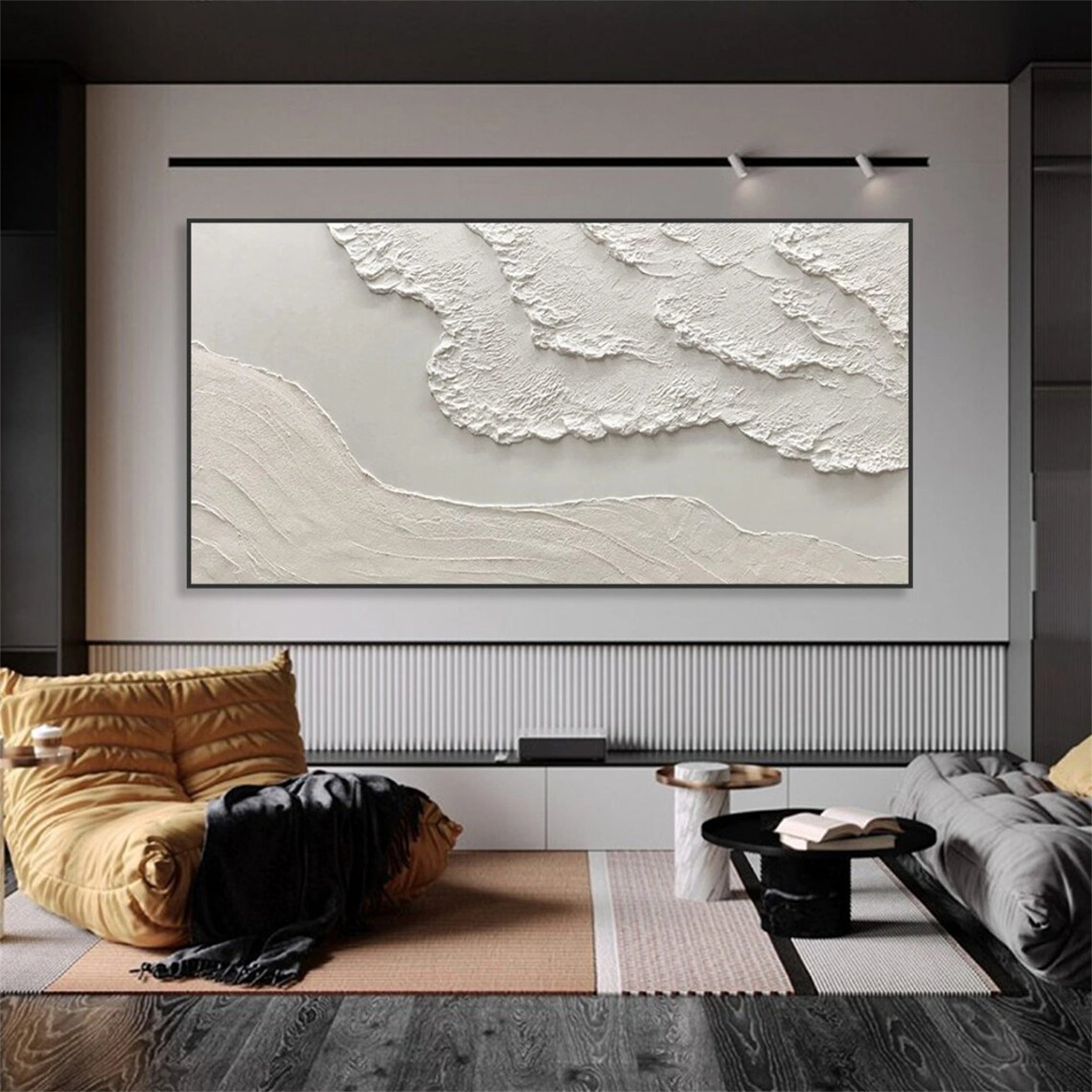 Minimalist Beige Textured Wall Art - Modern Abstract Canvas Painting for Living Room, Bedroom & Office Decor #MM103