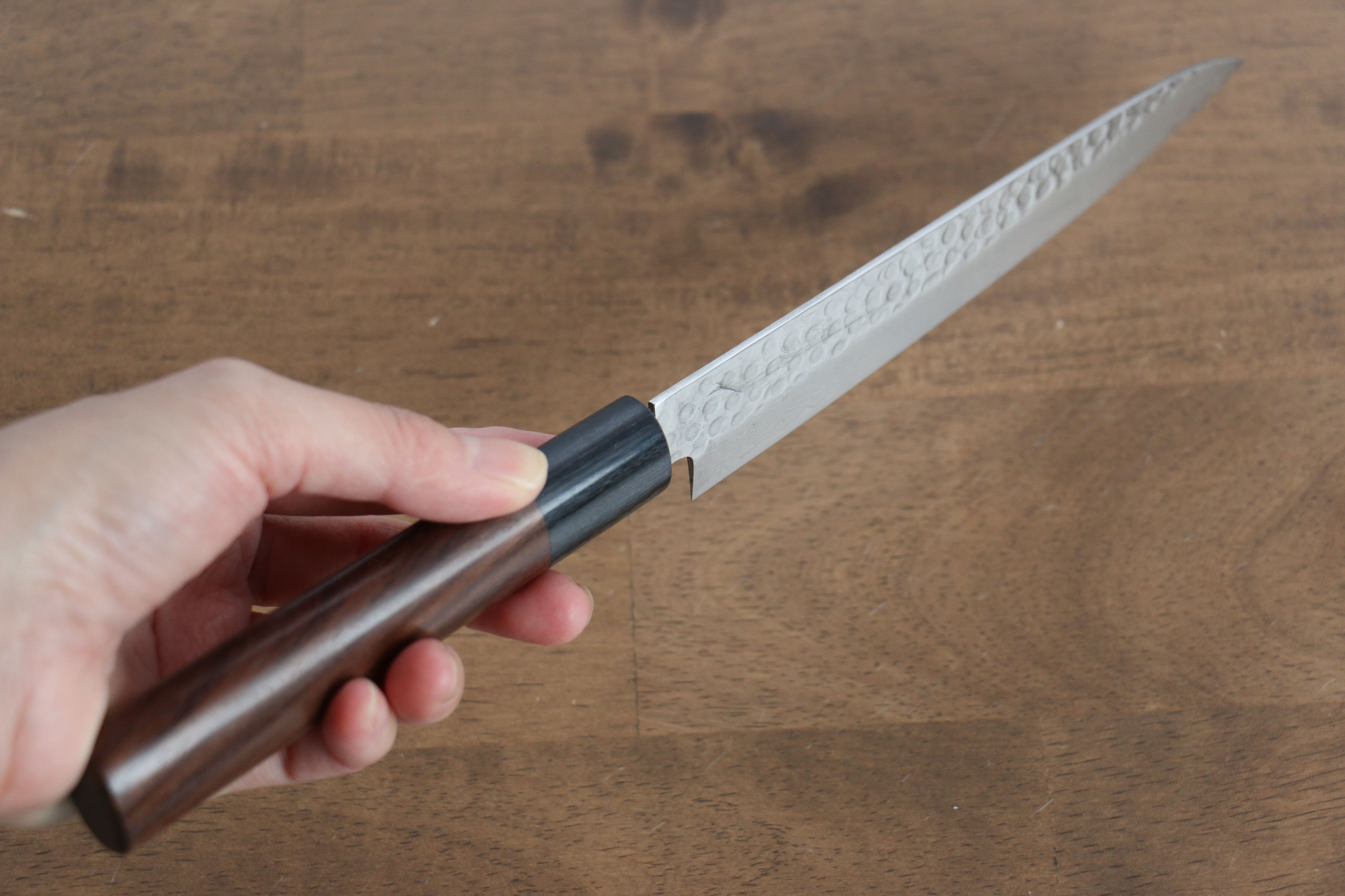 Premium Seisuke VG10 16-Layer Hammered Damascus Petty Utility Knife - 150mm Shitan Handle - Perfect for Slicing Fruits, Vegetables & Precision Kitchen Tasks