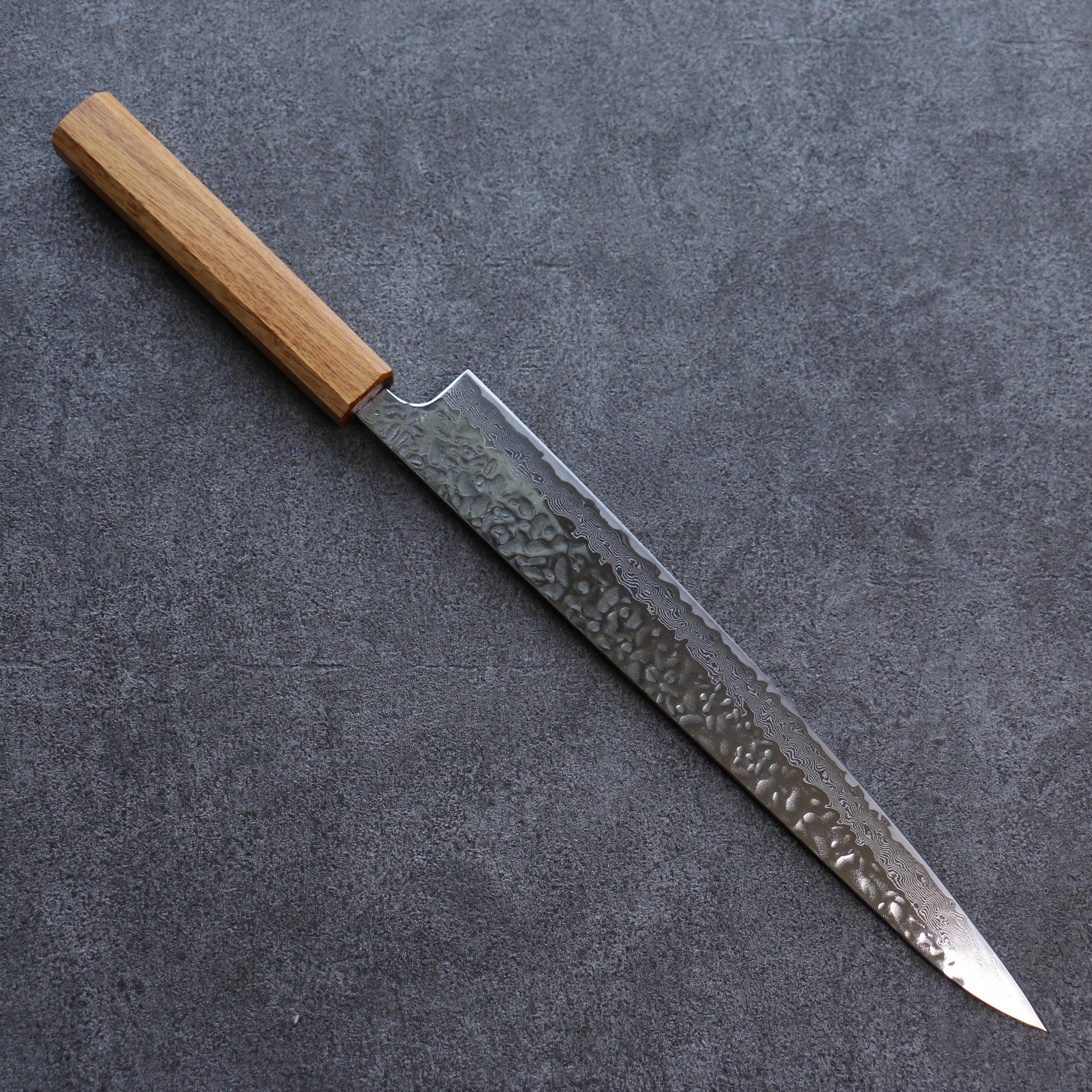 Premium AUS10 Hammered Damascus Sujihiki Knife 270mm - Japanese Oak Handle - Professional Sushi & Sashimi Slicing Knife for Chefs & Home Cooks