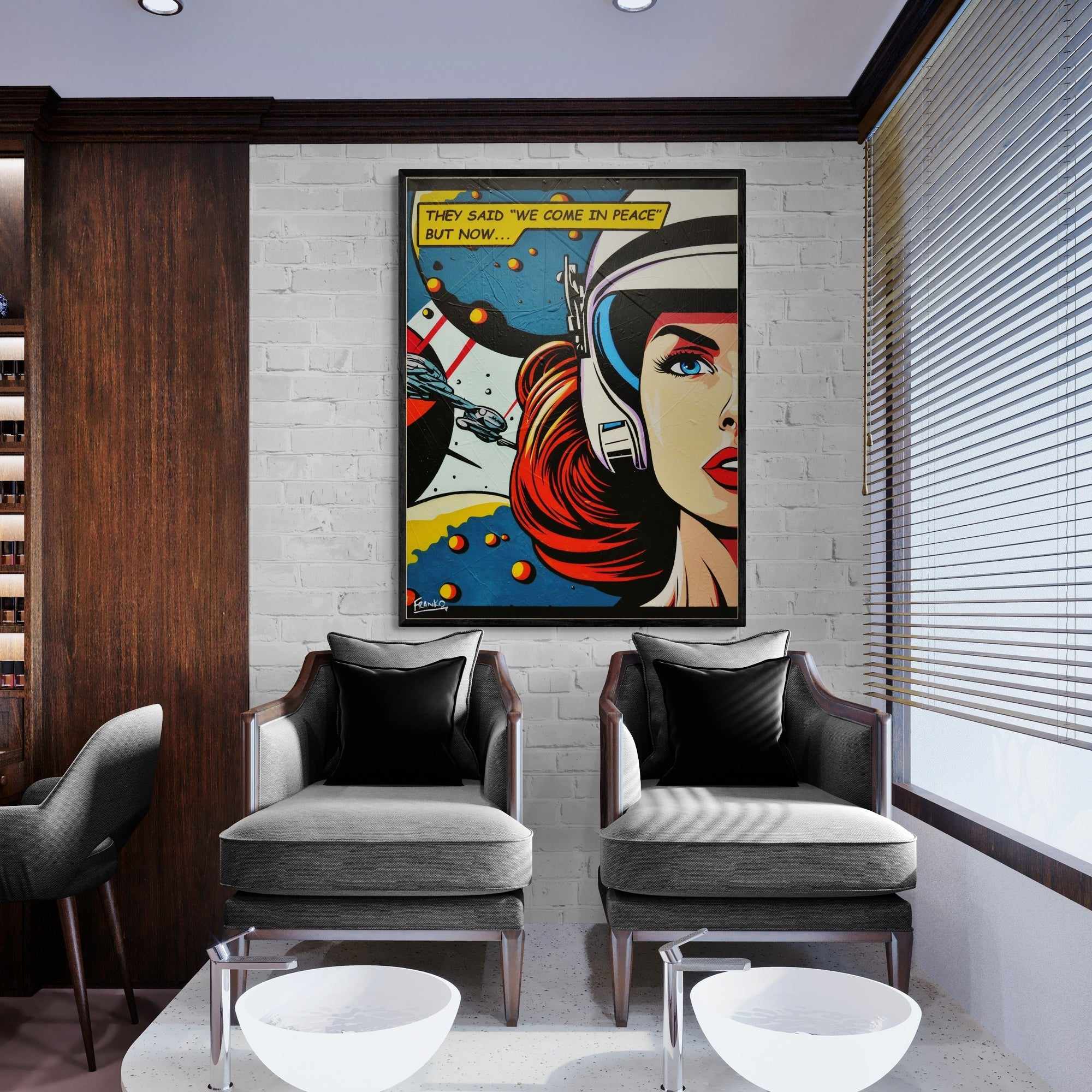 75cm x 100cm Space Cadet Textured Urban Pop Art Canvas Painting - Modern Wall Decor for Living Room, Bedroom & Office
