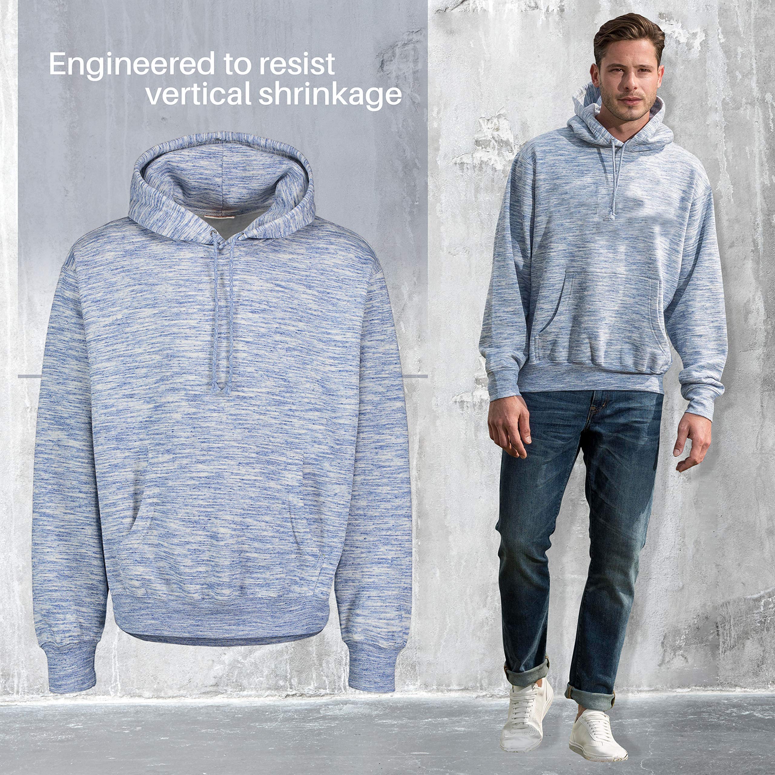 MV Sport Men's Heavyweight Fleece Hoodie - Thick Cotton Pullover Sweatshirt with Drawstring Hood | Casual Winter Wear, Outdoor Activities & Gym Workouts
