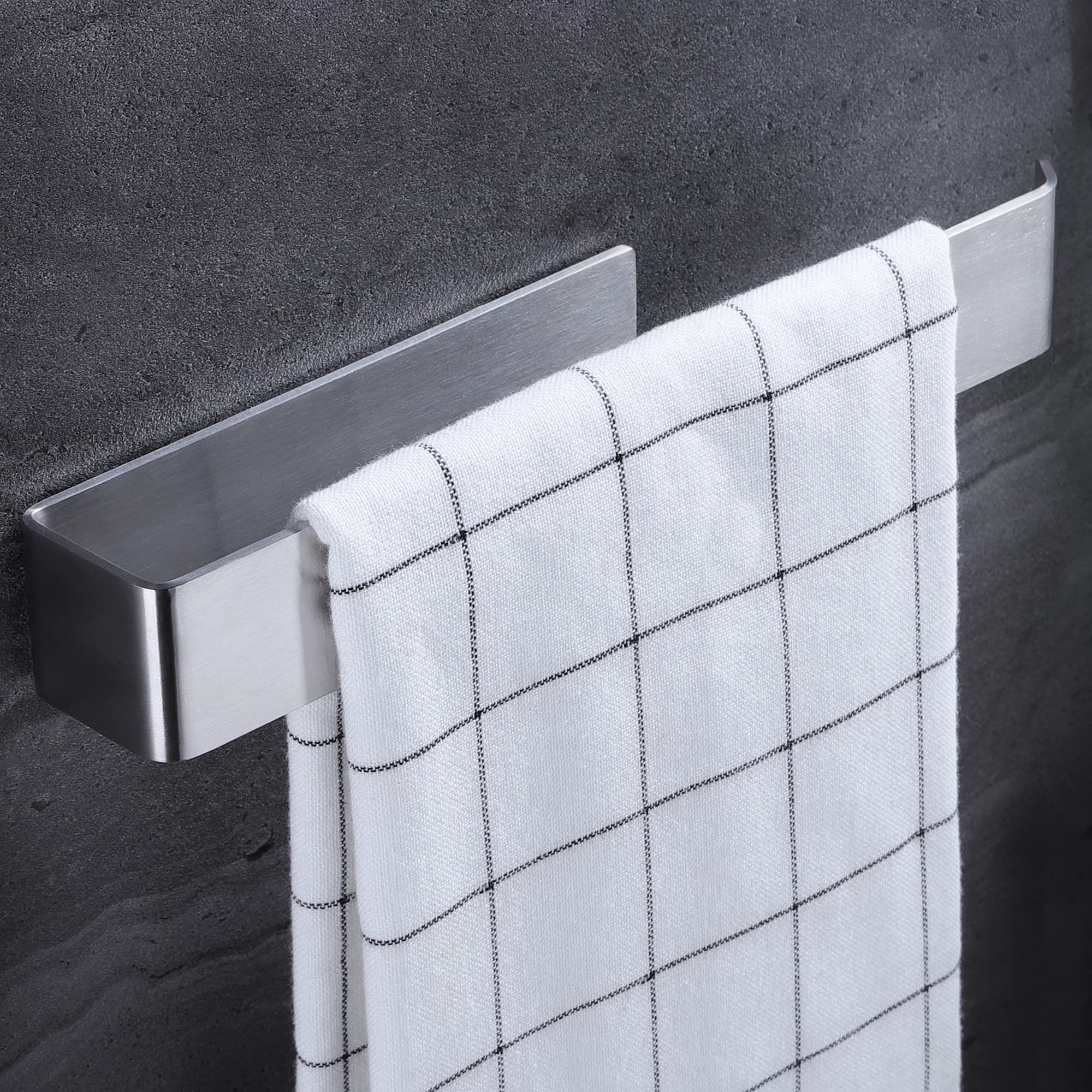 YIGII 26CM Stainless Steel Self-Adhesive Towel Holder - No Drill Bathroom Towel Rack, Wall Mounted Hand Towel Ring for Kitchen, Bathroom & Laundry Room Organization