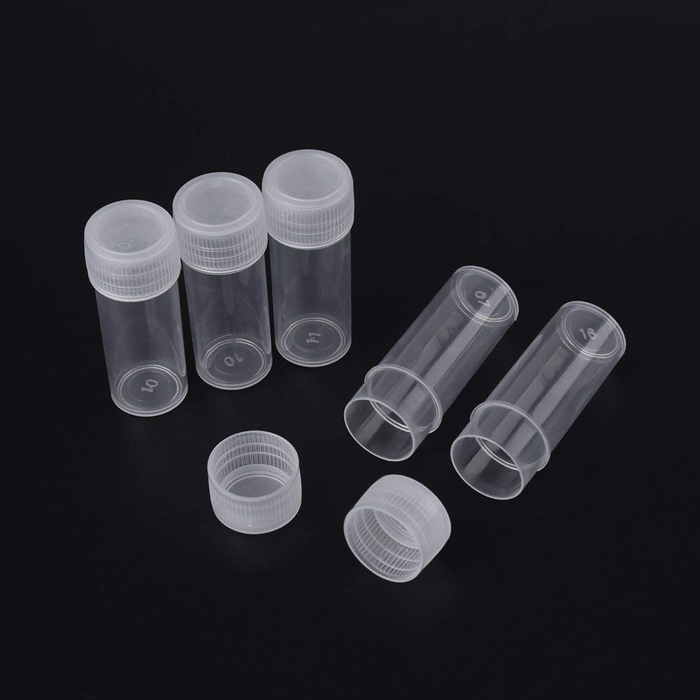 Yosoo 5ml Plastic Sample Bottles - 50 Pack Small Storage Vials for Liquids, Powders, Essential Oils, Perfume | Lab, DIY, Travel, Crafting, Beauty Samples