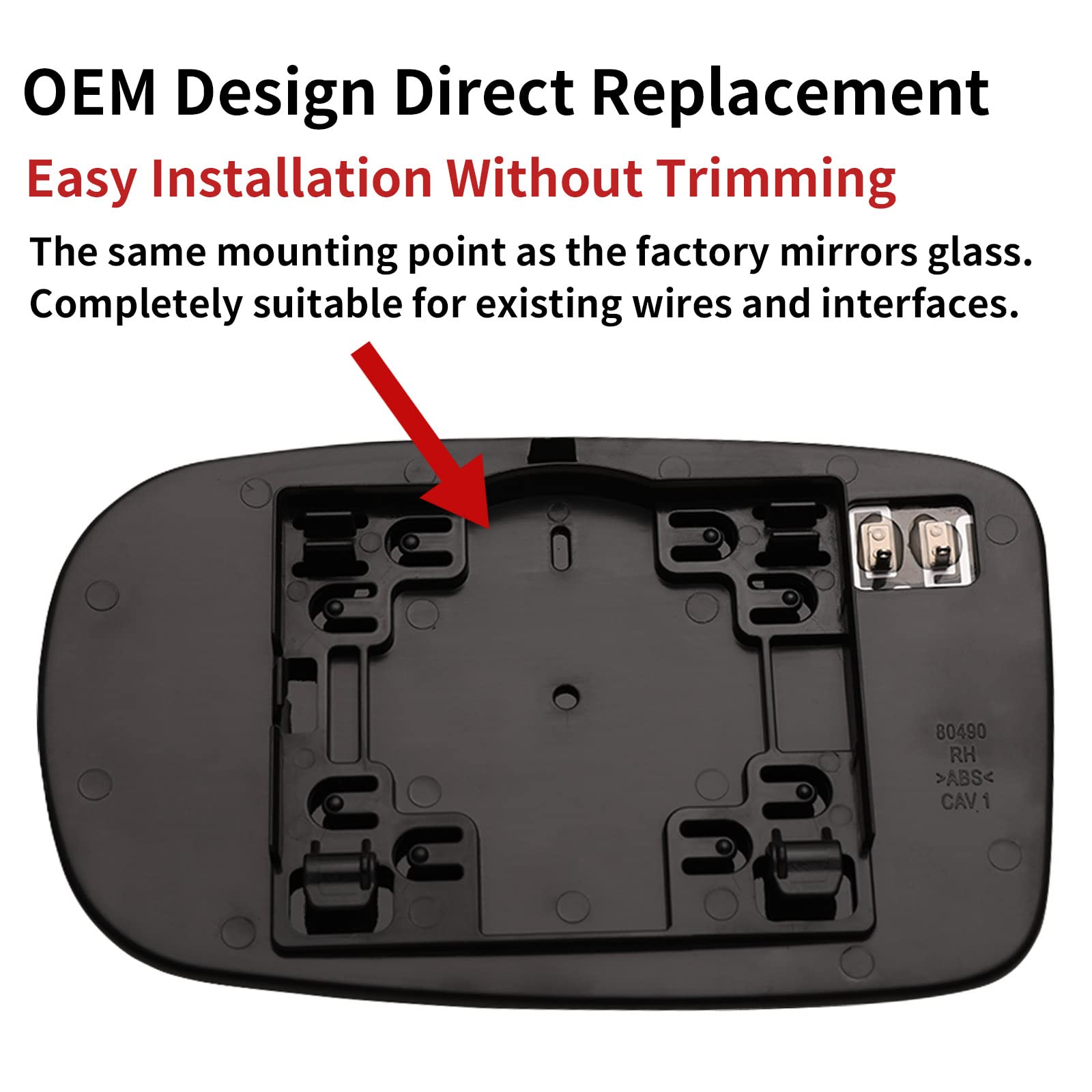 Passenger Side Mirror Replacement for 2011-2017 Chrysler 200, 2012-2021 Chrysler 300, 2011-2021 Dodge Charger & Challenger - Right Heated Convex Rearview Mirror Glass - Perfect for Winter Driving & Enhanced Visibility