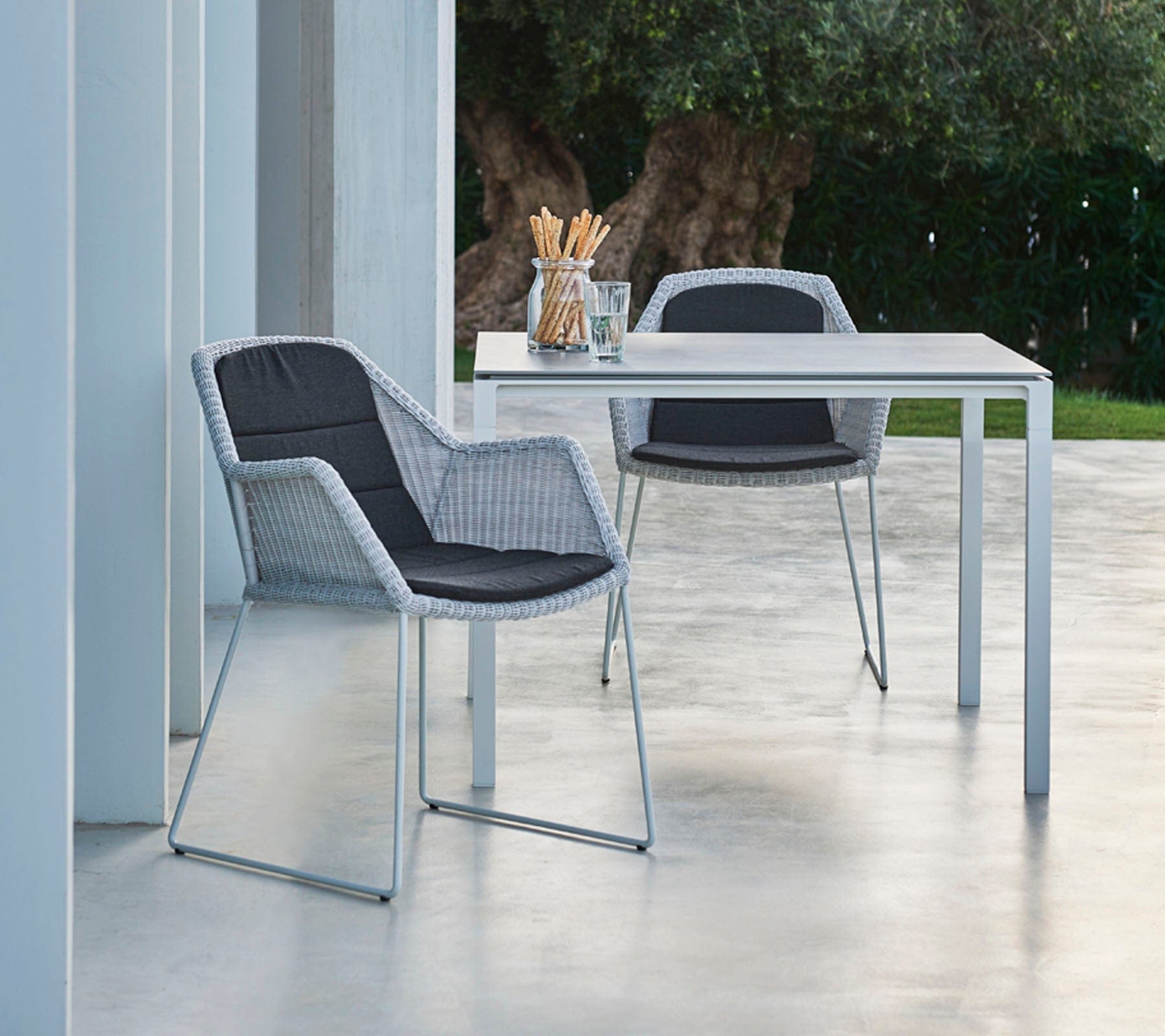 Breeze Outdoor Dining Weave Chairs Set of 2 - Lightweight Patio Furniture for Backyard, Poolside & Garden - Weather-Resistant Wicker Dining Chairs with Cushions