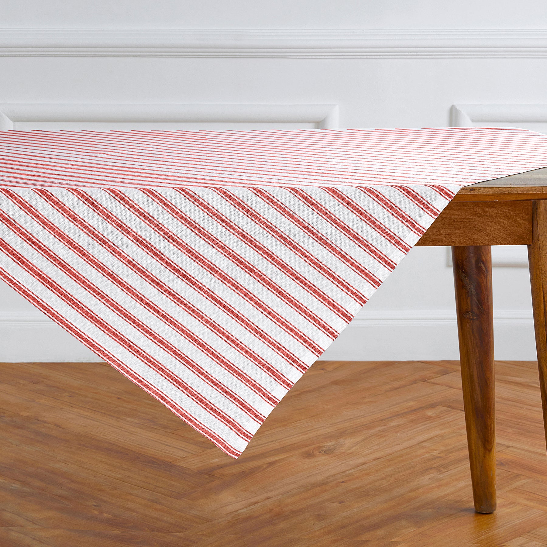 Stylish Capri Ticking Stripe Table Throw - Cotton Blend Tablecloth for Dining Room, Kitchen, and Outdoor Picnics