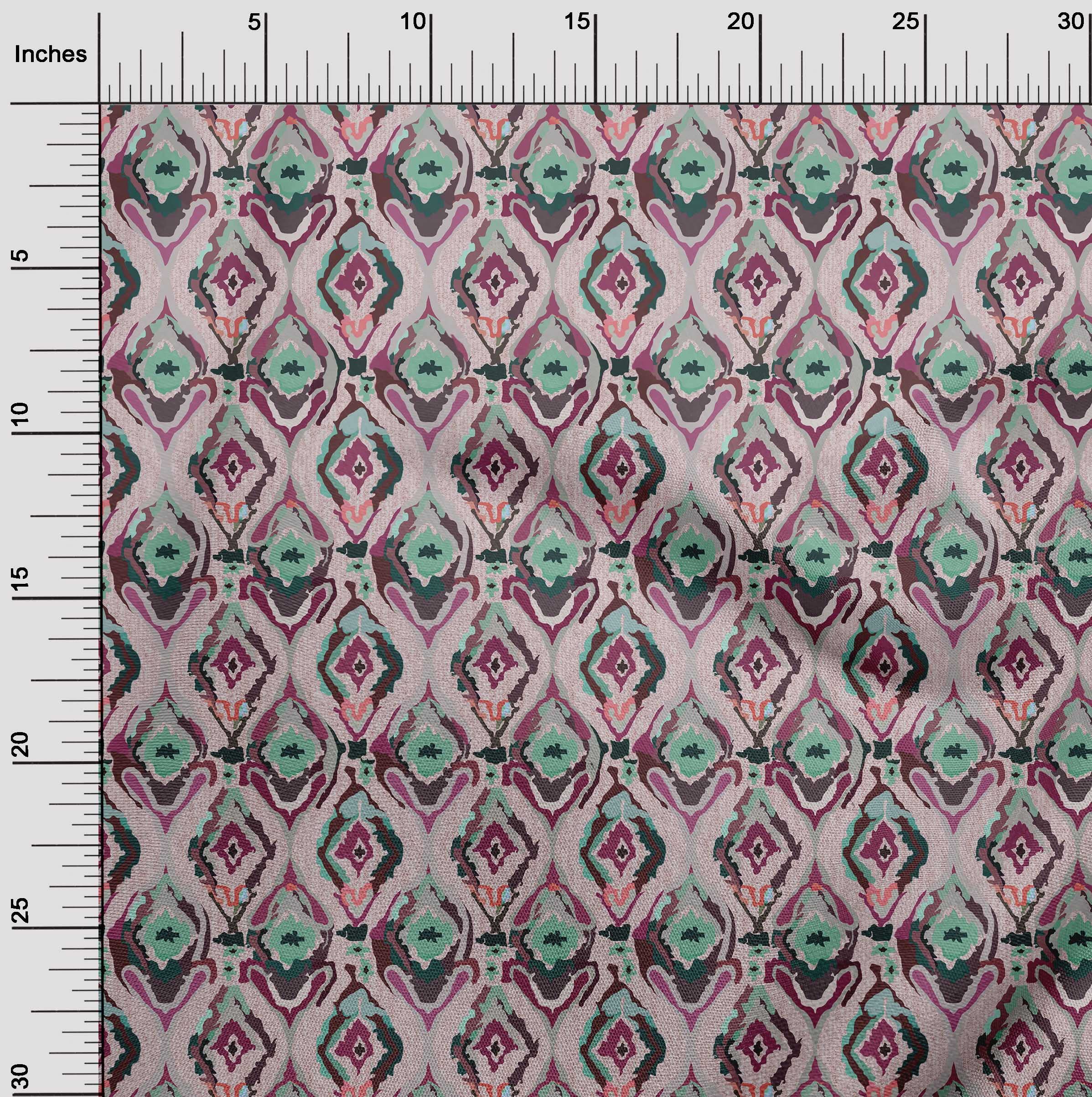 oneOone Polyester Spandex Pink Geometric Print Fabric by The Yard - 56 Inch Wide Dress Material for DIY Fashion & Home Decor Projects