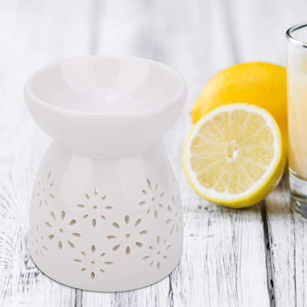 Ceramic Tealight Candle Holder & Essential Oil Burner - Aromatherapy Diffuser with Floral Design for Home Decor, Bedroom, Living Room & Relaxation - Perfect for Meditation, Spa Nights and Romantic Ambiance