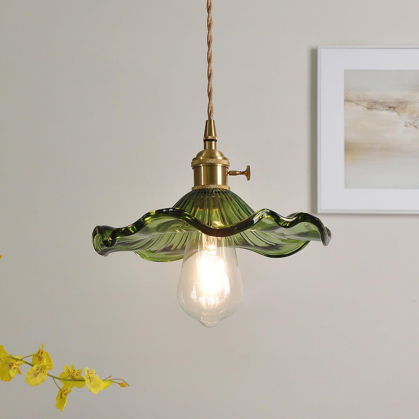 Handmade Glass Hibiscus Flower Swag Light - Tropical Floral Hanging Decor for Patio, Porch, or Bedroom - Perfect Boho Home & Garden Lighting