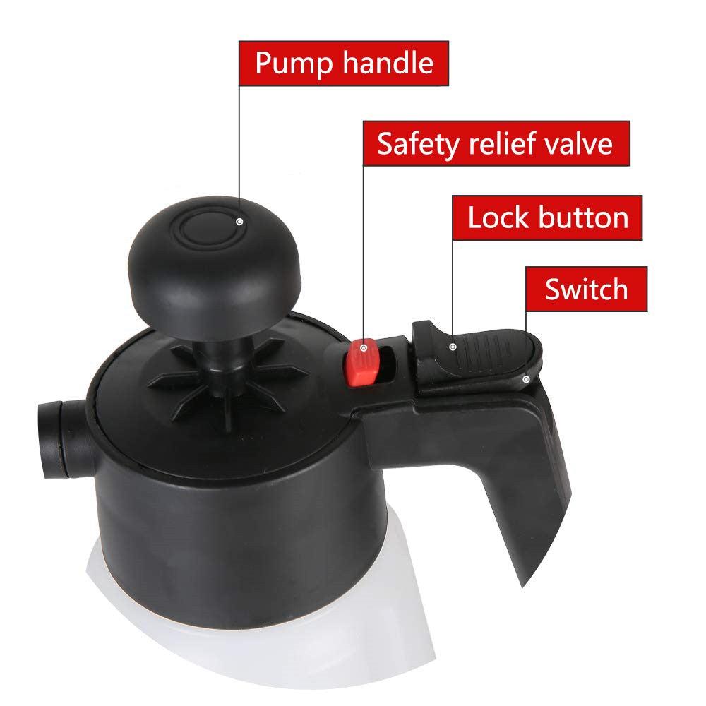 1.5L Hand Pump Foam Sprayer - Heavy Duty Foam Applicator for Car Wash, Cleaning & Gardening | Multi-Purpose Foam Spray Bottle for Detergent, Soap & Chemical Solutions