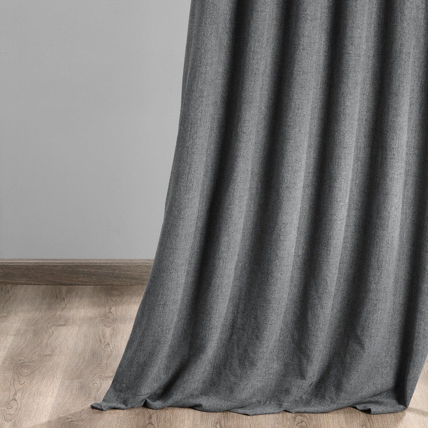 Modern Grey Grommet Blackout Curtains - Thermal Insulated Heathered Wool Weave Window Drapes for Bedroom, Living Room & Home Theater (Set of 2 Panels) - Perfect for Light Blocking, Energy Saving & Noise Reduction