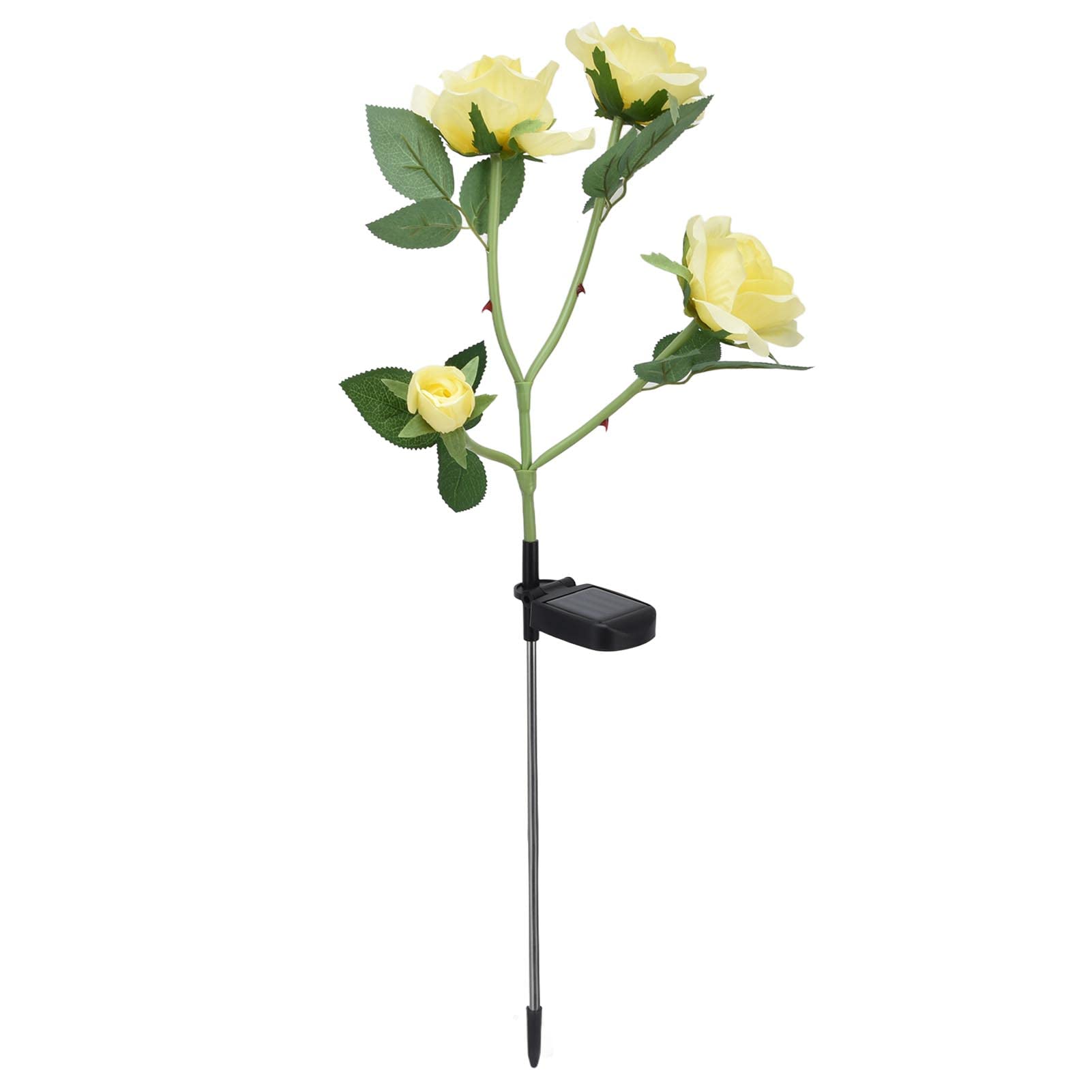 Solar Powered Outdoor Flower Lamp - Waterproof Garden & Courtyard Decorative Lighting with Color Changing LEDs (Yellow) for Romantic Ambiance, Pathways & Landscape Accents