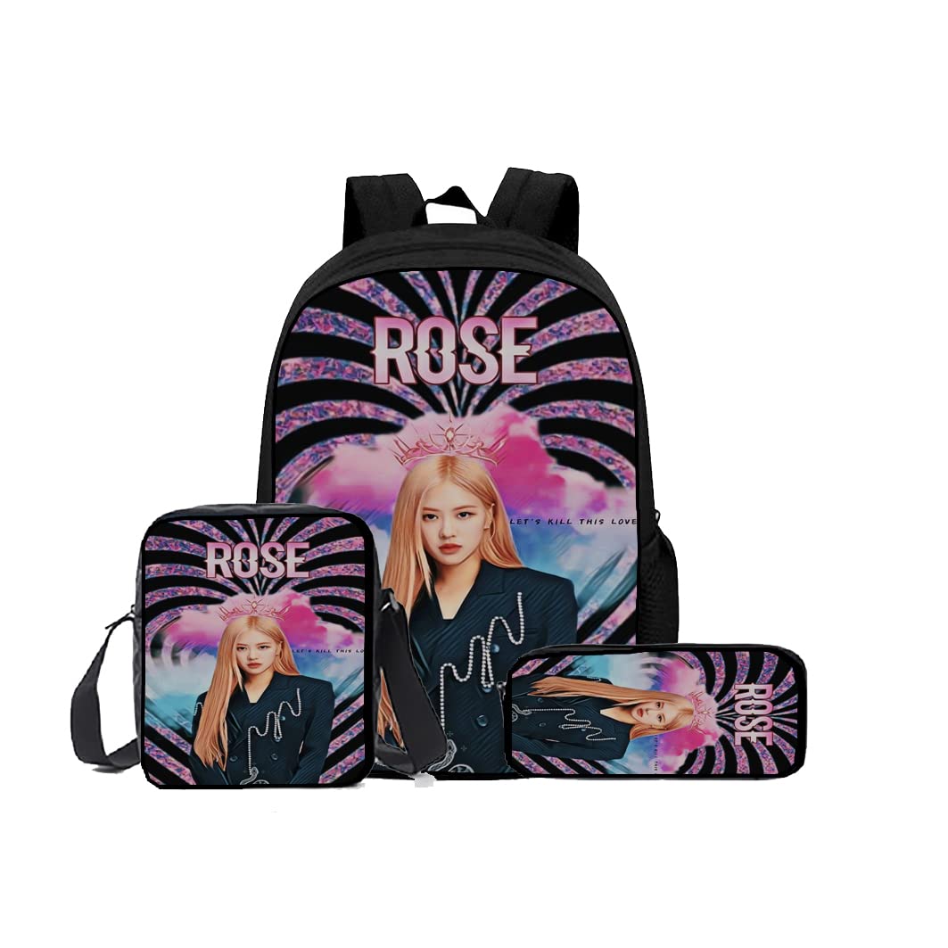 Maxall Singer Casual Backpack Set for School, College & Office - 3-Size Combo with Lunch Box & Pencil Pouch (Black) | Perfect for Students, Professionals & Daily Use