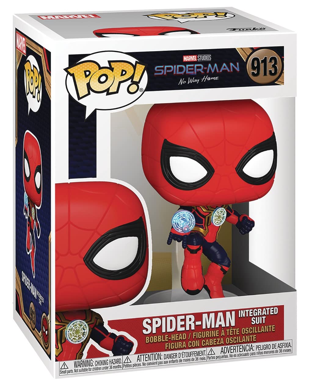 Spider-Man Marvel No Way Home Integrated Suit Funko Pop! Vinyl Figure with Pop Box Protector - Collectible Action Figure for Marvel Fans & Home Decor