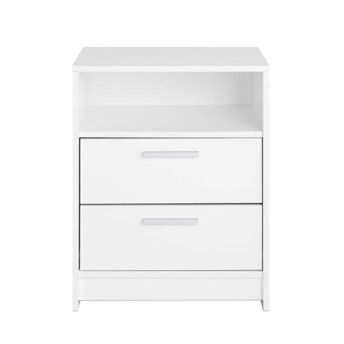 White 2-Drawer Nightstand - Modern Bedside Table for Bedroom, Living Room & Office - Compact Storage Solution with Smooth Gliding Drawers