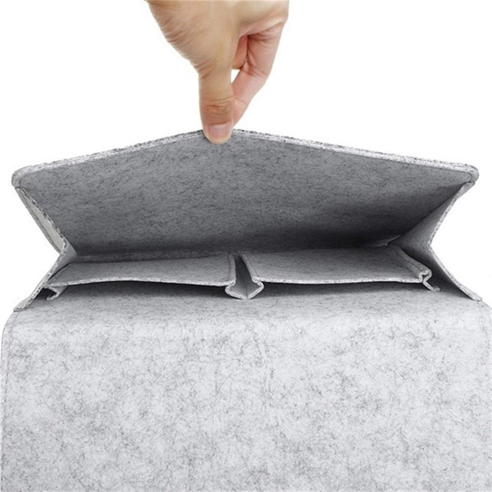 HABADOG Remote Control Hanging Caddy - Bedside & Couch Storage Organizer with Pockets - Light Gray - Perfect for Holding Books, Phones & Essentials by Bed or Sofa