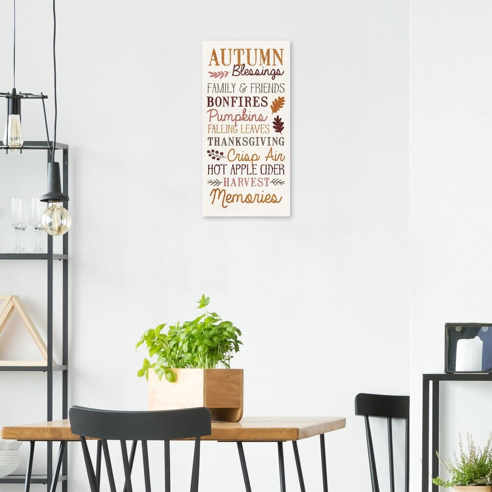Autumn Blessings Printed Canvas Wall Art - 15x30 Inches Fall Decor for Home, Living Room, Bedroom - Perfect for Thanksgiving & Seasonal Home Decor
