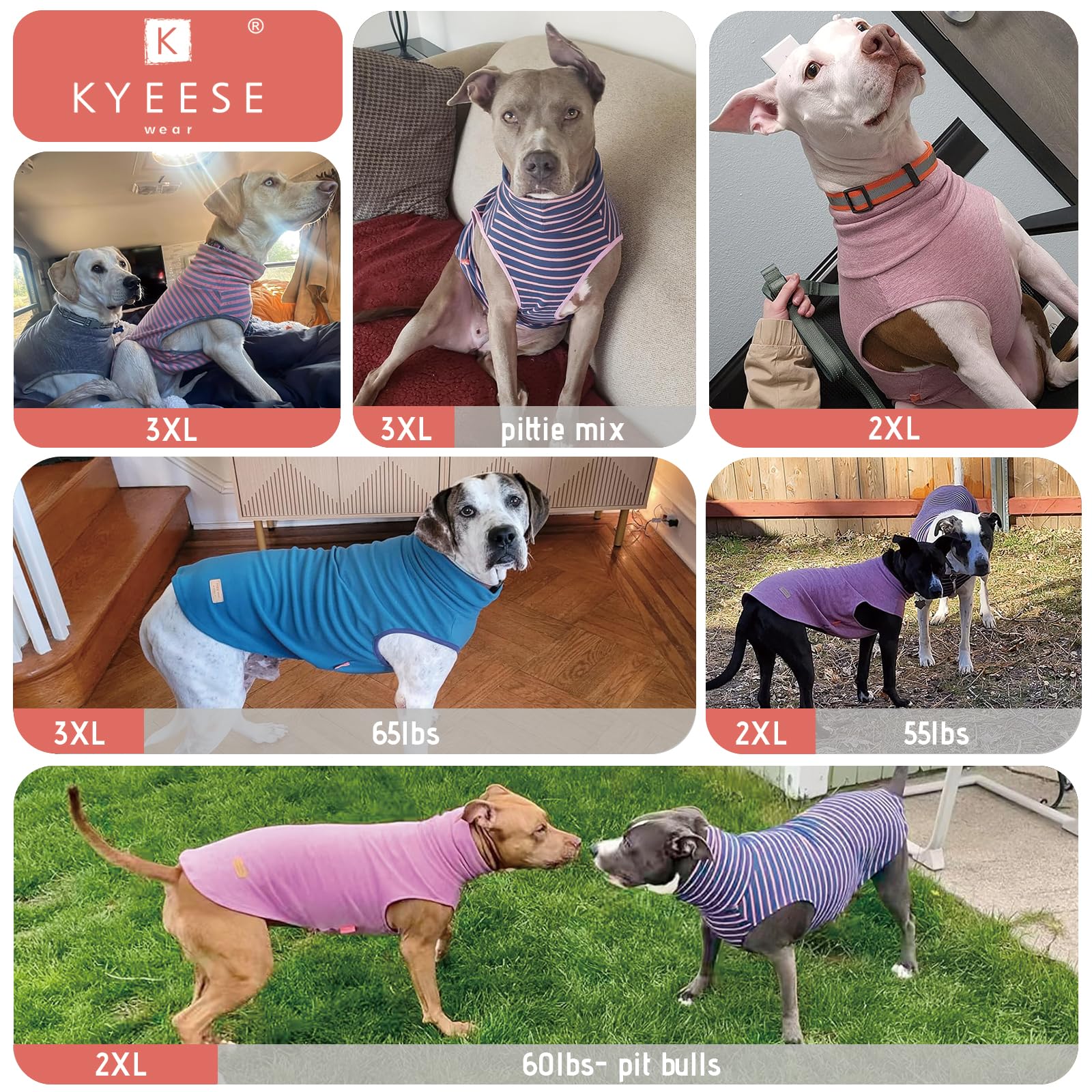 KYEESE 2 Pack Dog Sweaters for Medium to Large Dogs - Soft Stretchy Pullover Turtleneck Sweatshirt for Winter Warmth | Cozy Pet Clothes for Girls & Boys | Perfect for Indoor & Outdoor Activities, Walks, and Cold Weather Protection