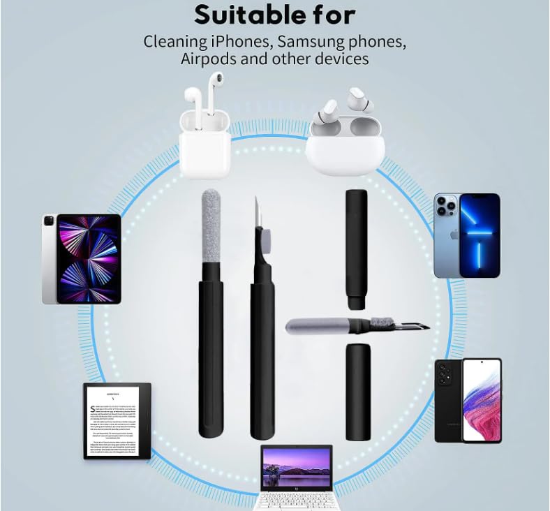 AirPods Cleaning Kit - Black Brush & Pen Tool for Earbuds & iPhone Case Care