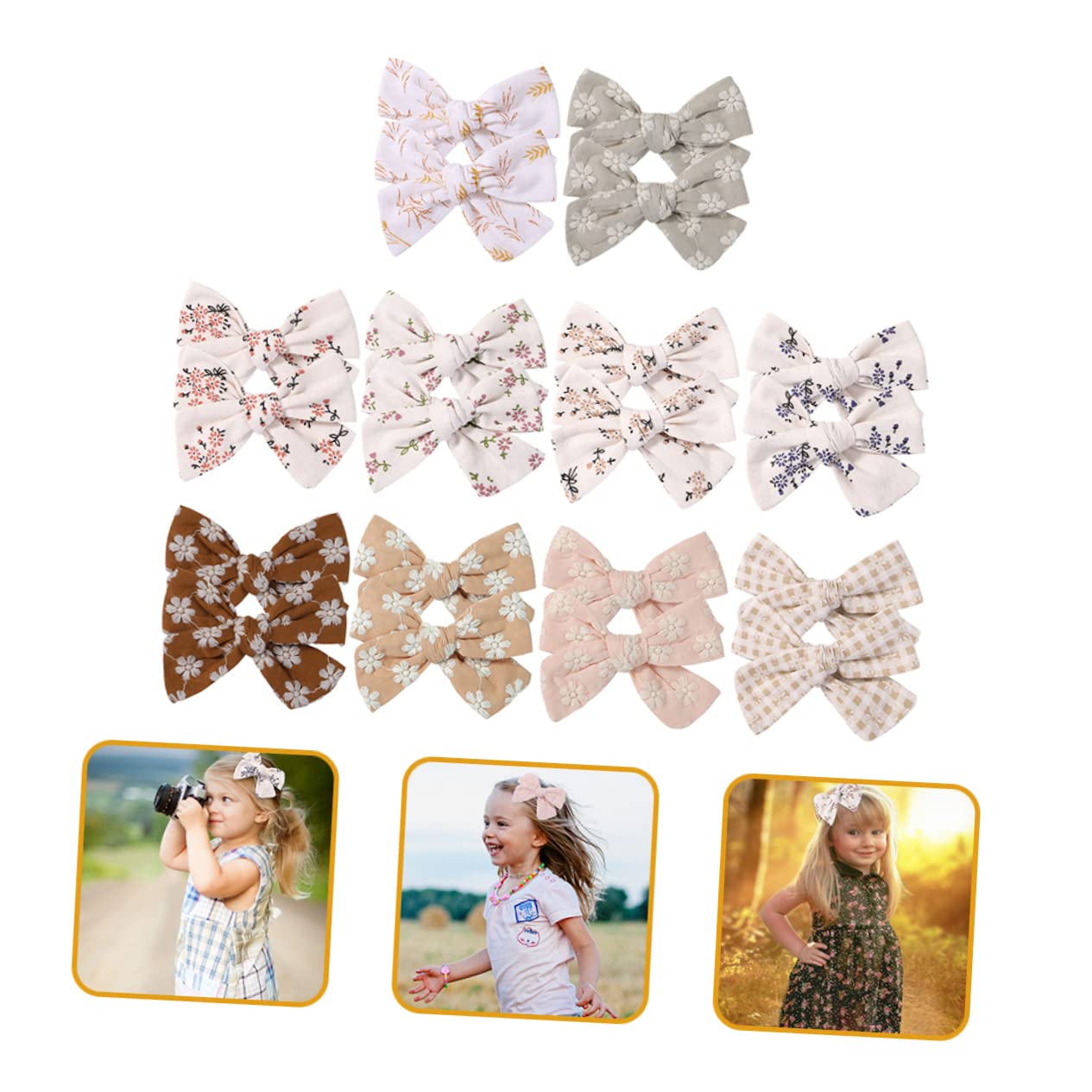 60 Pcs Hair Bow Clips - Mini Hair Clips & Ribbon Bows for Girls - Polyester Hair Accessories for Kids, Babies, Toddlers - Perfect for Parties, School, Weddings & Daily Styling