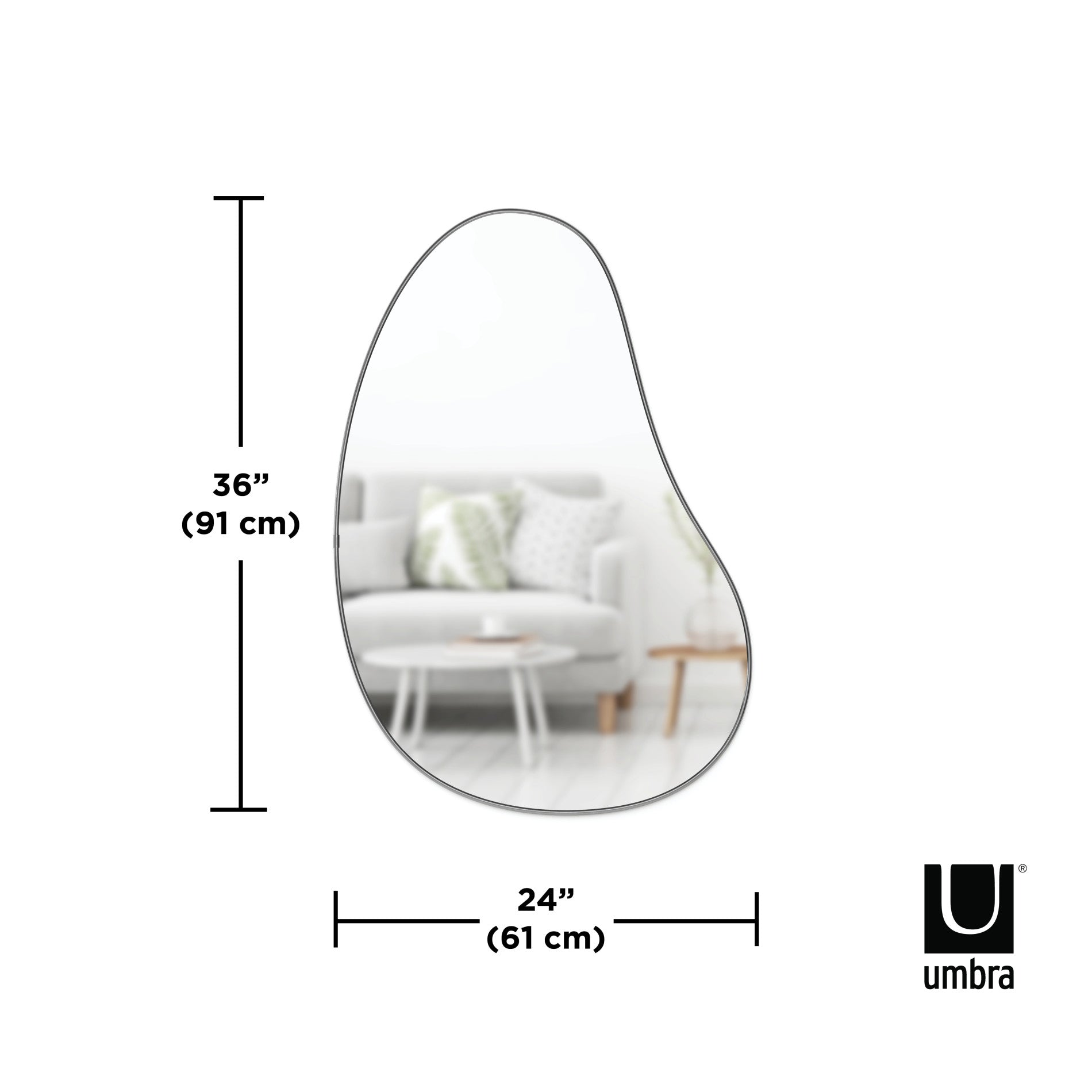 Stylish Hubba Pebble Wall Mirror - Round Decorative Mirror for Bedroom, Living Room & Bathroom - Perfect for Home Decor & Vanity Areas