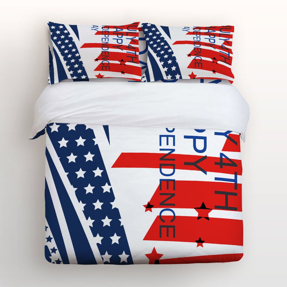 American Flag Duvet Cover Set - Patriotic USA Theme with Bless America Silhouettes, 4-Piece Full Size Bedding for Home Decor | Perfect for Independence Day, Veterans Day & Patriotic Bedroom Design