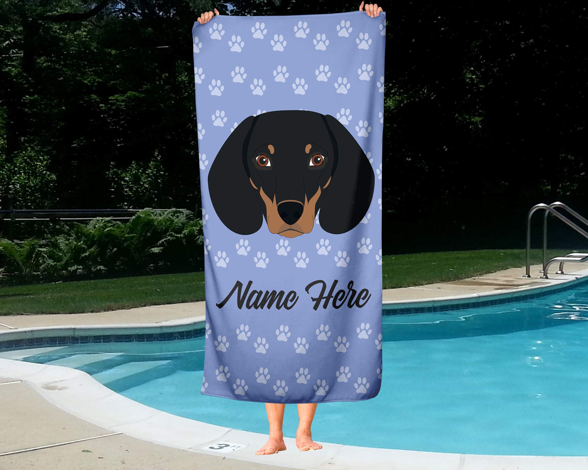 Custom Dachshund Face Beach & Bath Towels - Large & Medium Sizes - Personalized Wiener Dog Towels for Adults & Kids - Perfect for Travel, Pool, Spa & Home Use