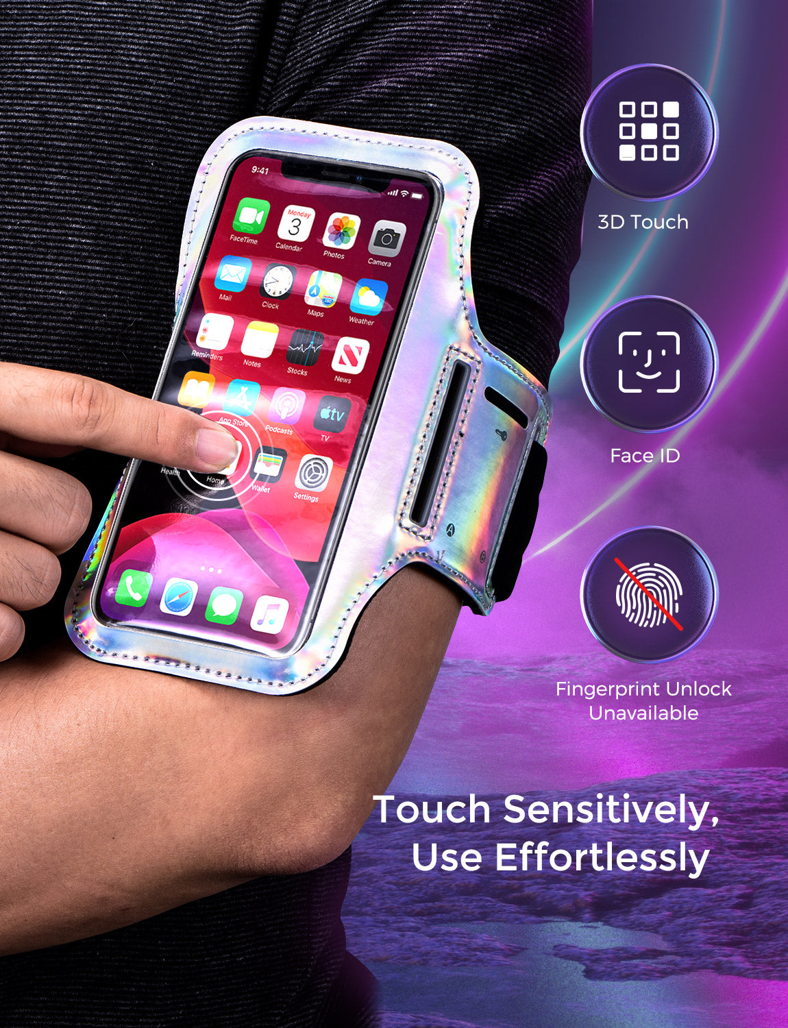 MPOW PA207A Sports Armband for Running, Gym & Workout - Adjustable Phone Holder for iPhone & Android - Secure Fit for Jogging, Cycling & Fitness Activities