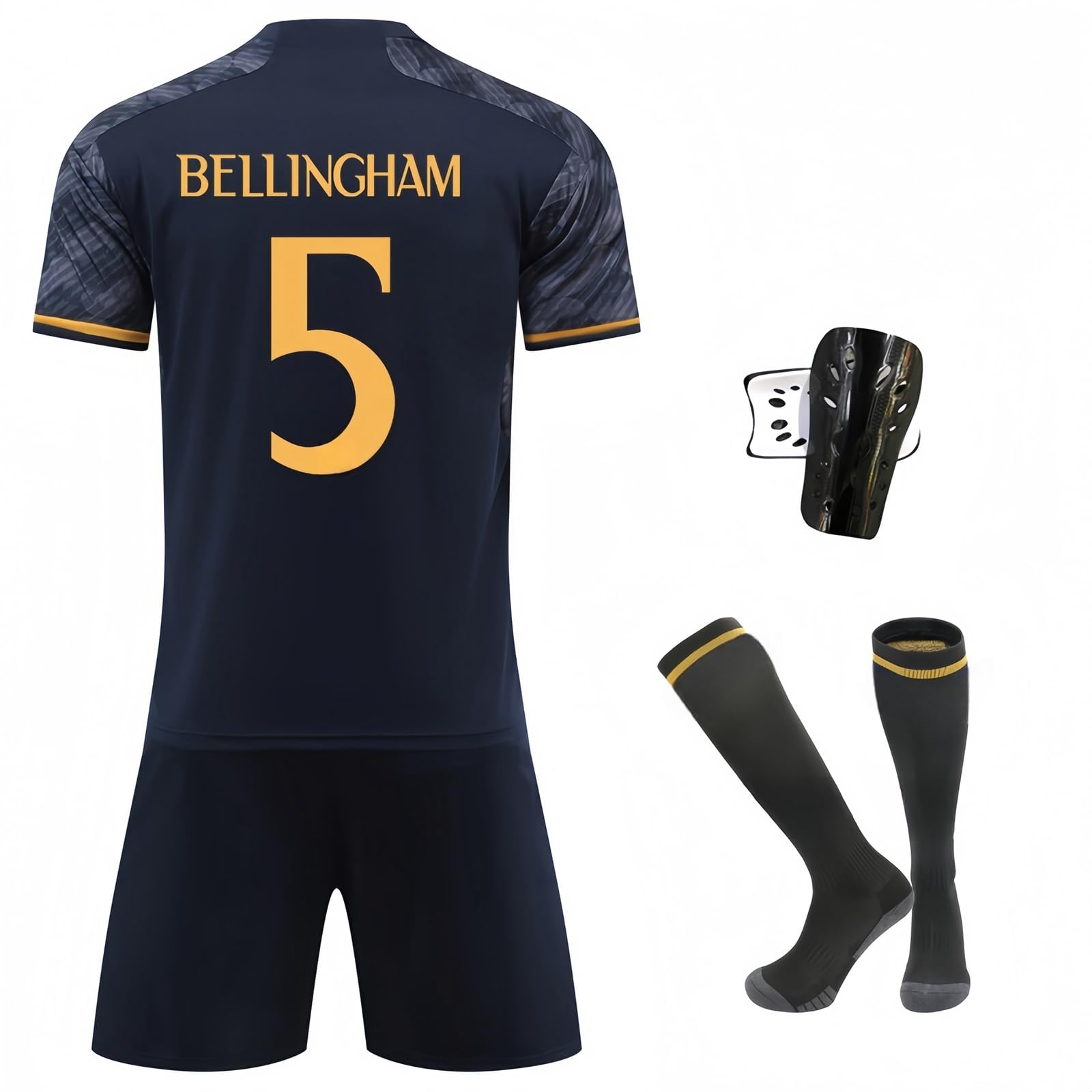 Official Madrid Soccer Jersey for Kids & Adults - Jersey, Socks, Shin Guards Set (Bellingham, Vinicius, Rodrygo, Kroos Styles) - Perfect for Games, Training & Fan Support