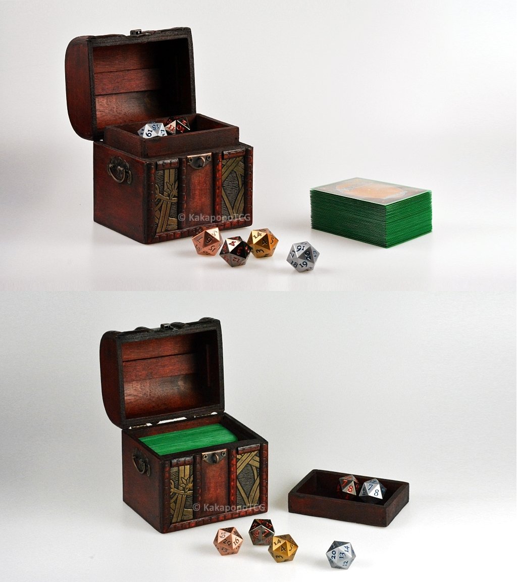 Elven Chest Lockable Wooden Deck Box for MTG, Magic, FaB, TCG, YGO, PTCG, EDH Commander - Storage for Trading Cards, Dice & DnD Spell Cards | Perfect for Game Nights & Collectors
