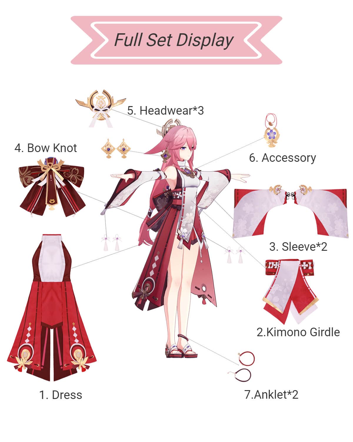 Premium Yae Miko Cosplay Costume Full Set - Genshin Impact Lady Yae Outfit for Halloween, Anime Conventions & Themed Parties