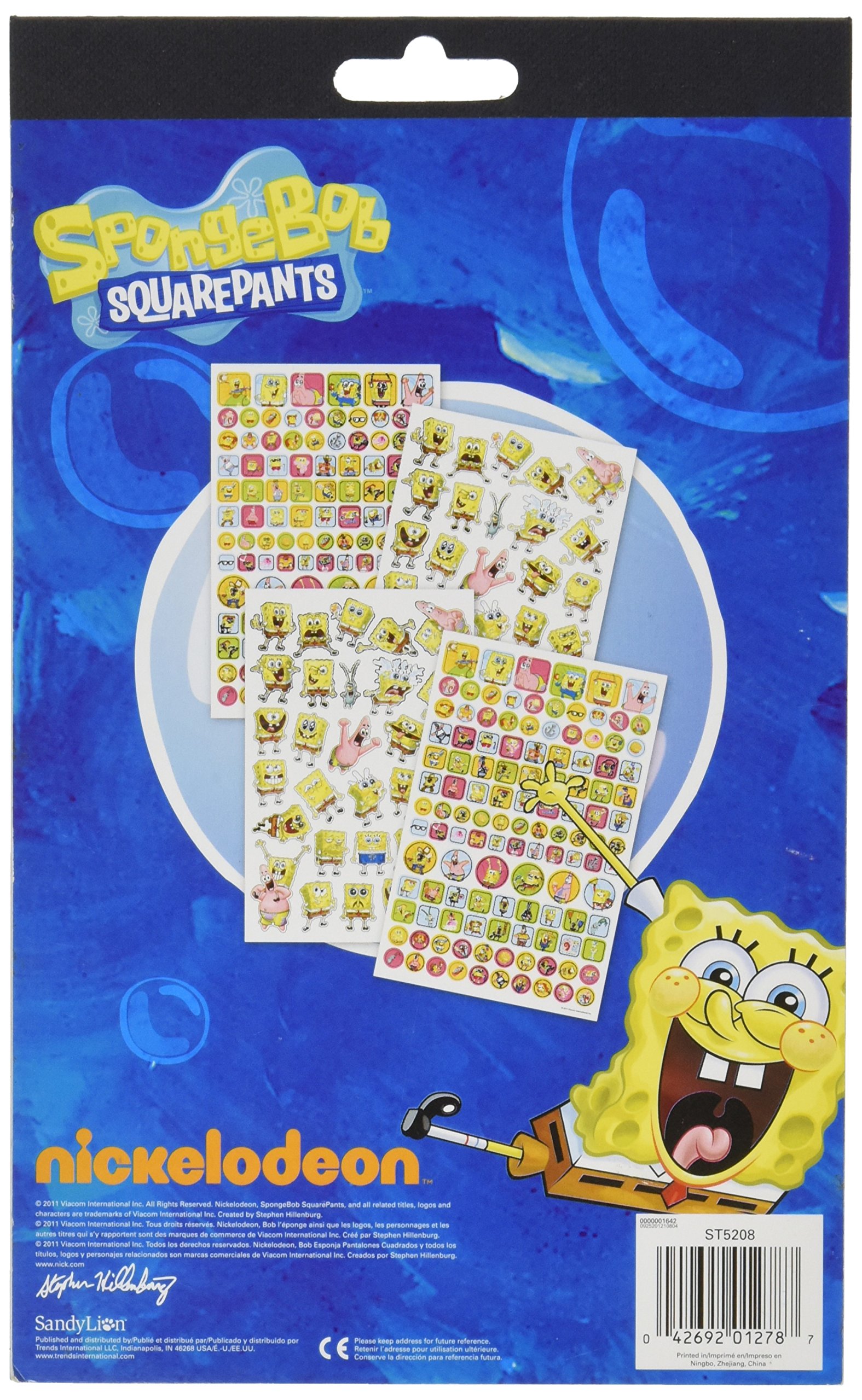 Spongebob Squarepants Stickers by Sandylion - Fun Cartoon Character Decals for Kids, Scrapbooking, Laptop & Water Bottle Decor - Bulk Sticker Pack for DIY Crafts & Party Favors
