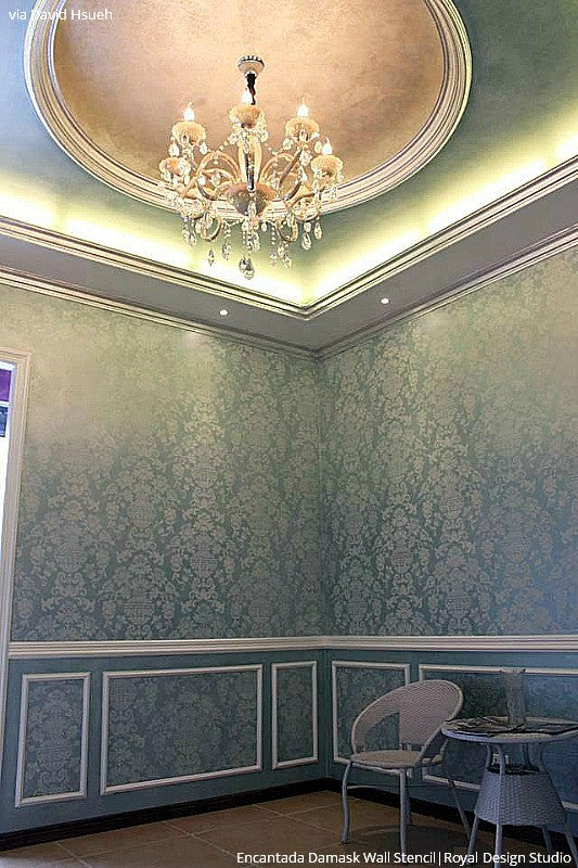 Encantada Damask Stencil - Reusable DIY Wall Stencils for Painting, Home Decor, and Crafts | Perfect for Furniture, Walls, and Fabric Projects