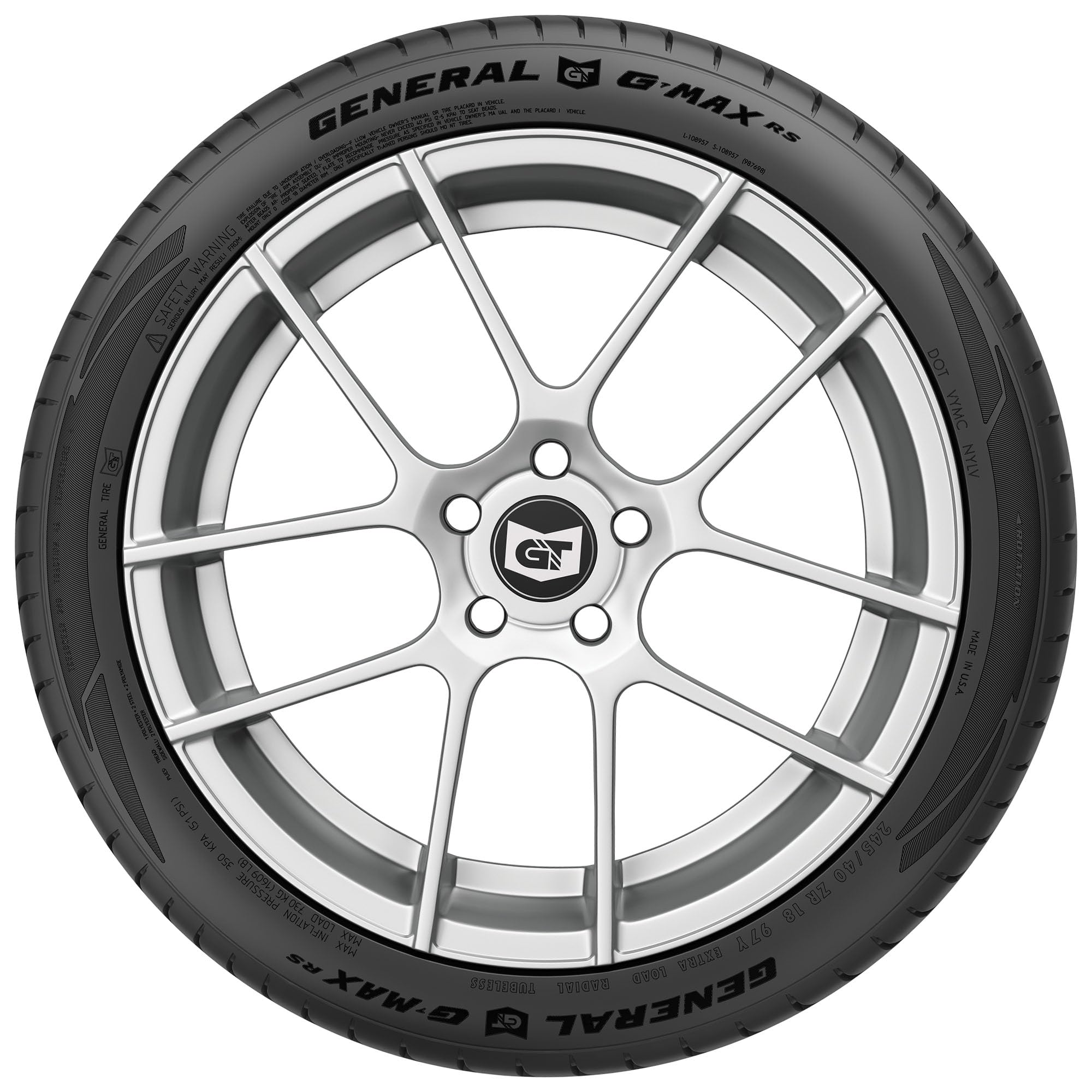 General GMAX RS High Performance Radial Tire - 225/40ZR18 92Y Speed Rating - Ultra Grip for Sports Cars & Performance Vehicles - Perfect for Track Days & Aggressive Street Driving