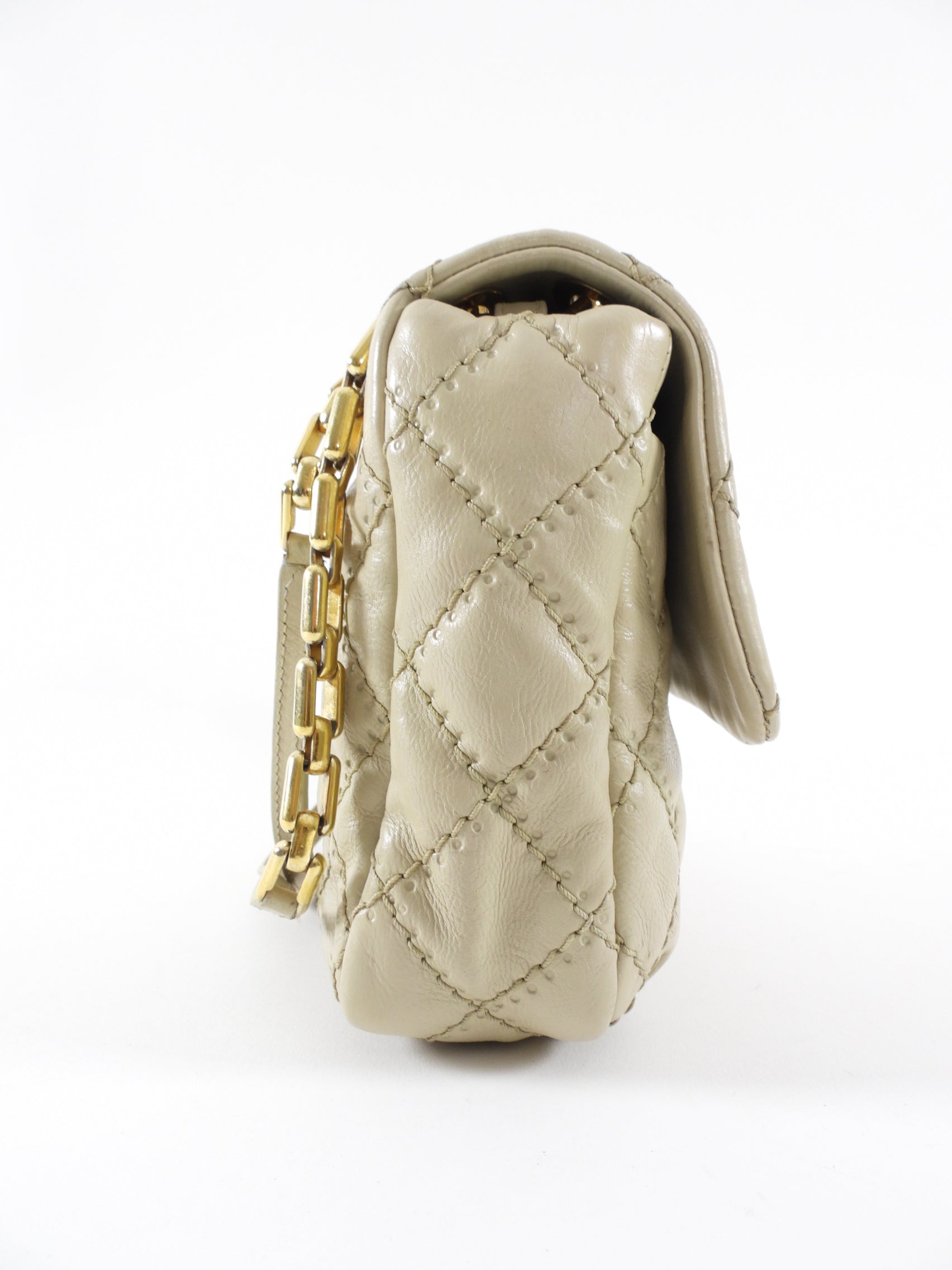 Chanel Greige Leather Ultimate Stitch Flap Bag - Luxury Designer Handbag for Women | Perfect for Evening Events, Parties & Special Occasions
