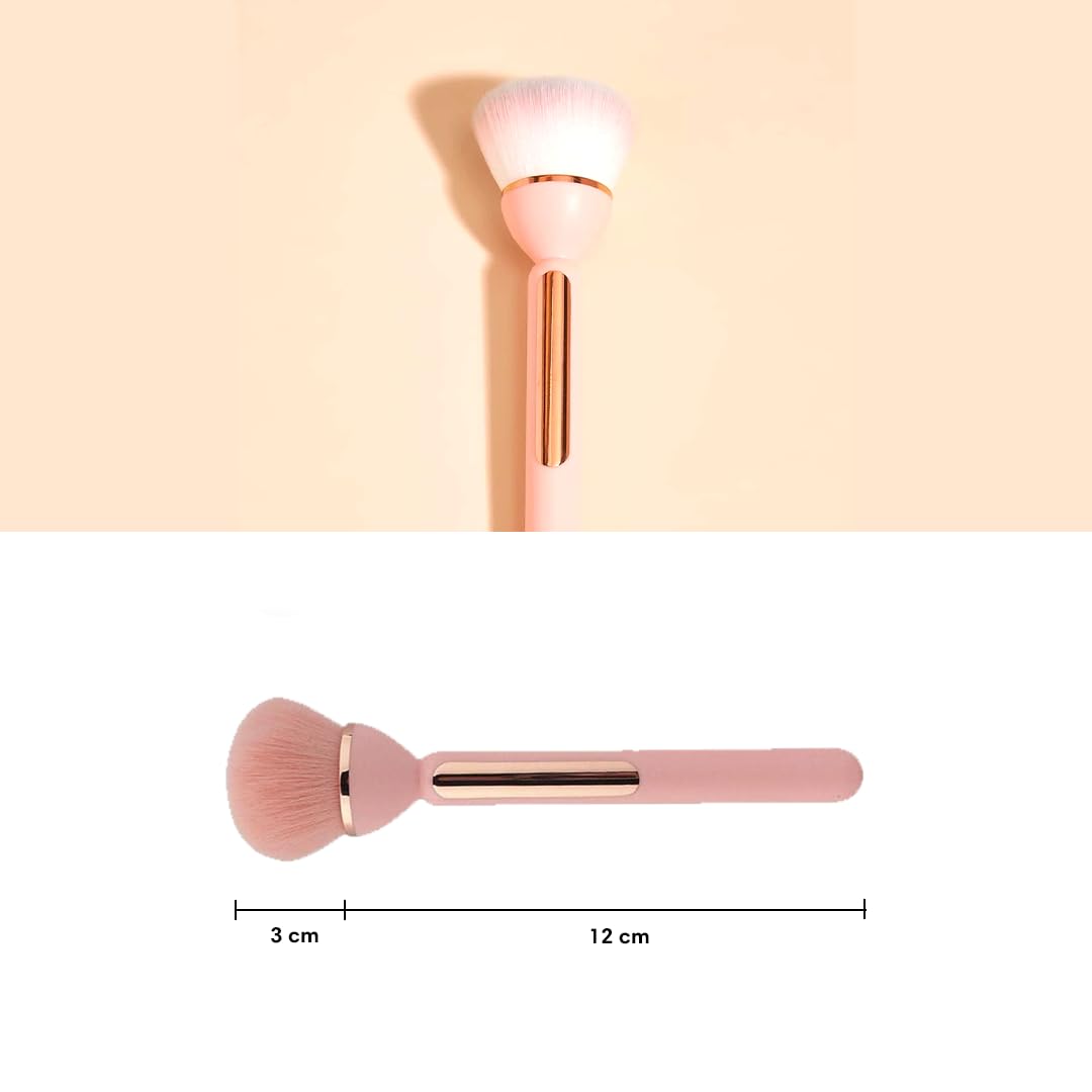 Gleva Professional Powder & Blush Cheek Brush - Multipurpose Travel Makeup Brush for Contouring, Highlighting, and Blending on Cheeks, Forehead, Jawline & Nose - Flawless Finish Cosmetic Brush for Women & Girls (Black) | Perfect for Everyday Makeup, Travel, and Professional Makeup Kits