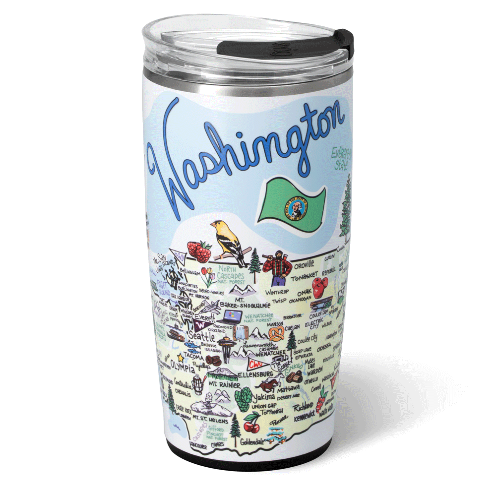 Premium 22oz Washington Tumbler - Insulated Stainless Steel Travel Mug with Lid & Straw - Perfect for Coffee, Tea & Cold Drinks at Home, Office or Gym