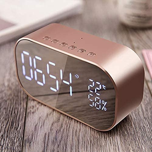 QHYXT Digital LED Alarm Clock with Mirror, Night Light & Thermometer - USB Powered Wall/Desk Clock for Bedroom, Office & Travel | Multi-Function Square Rectangle Design
