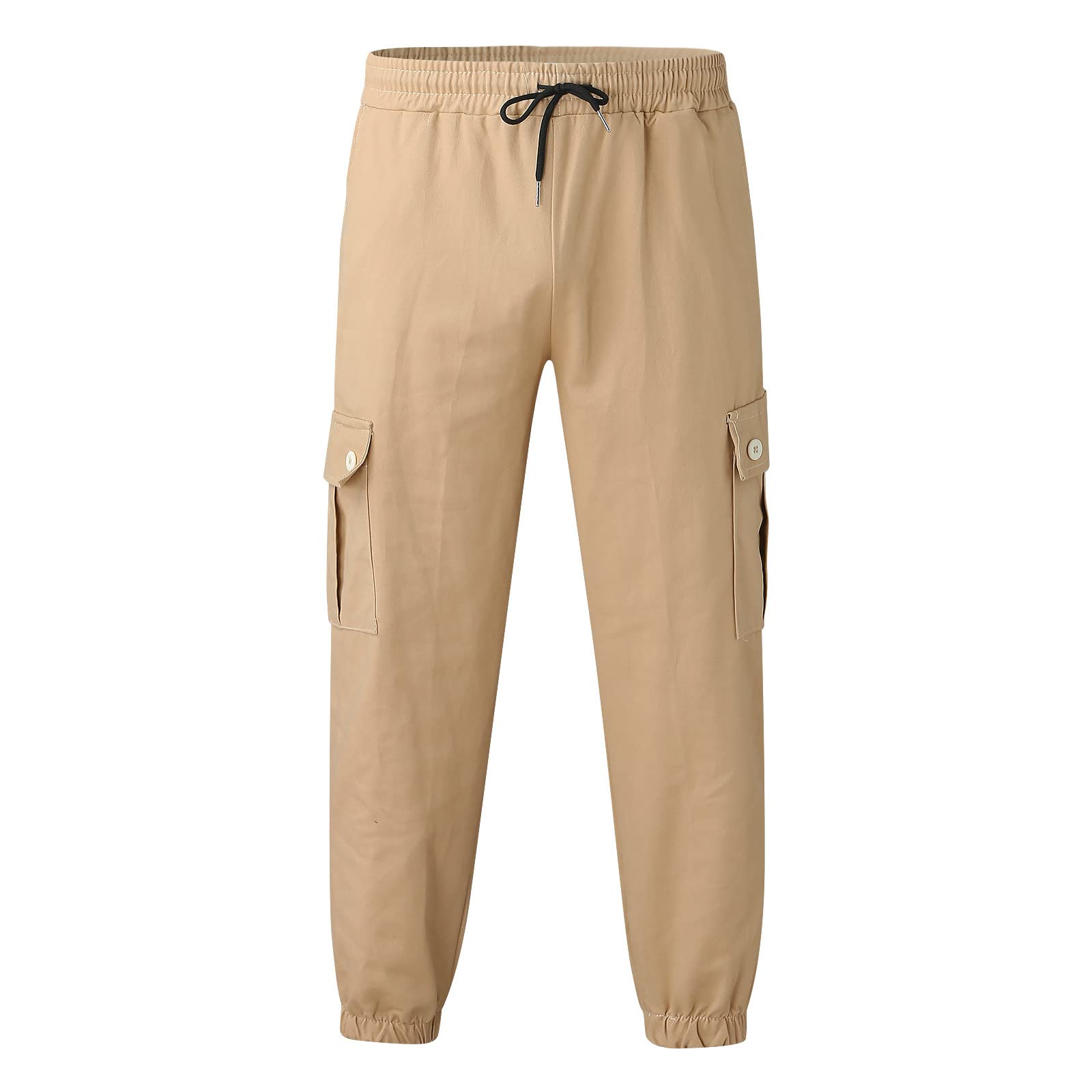 Men's Plus Size Loose Fit Cargo Pants - White Casual Sports Joggers with Pockets | Perfect for Streetwear, Workout & Outdoor Activities