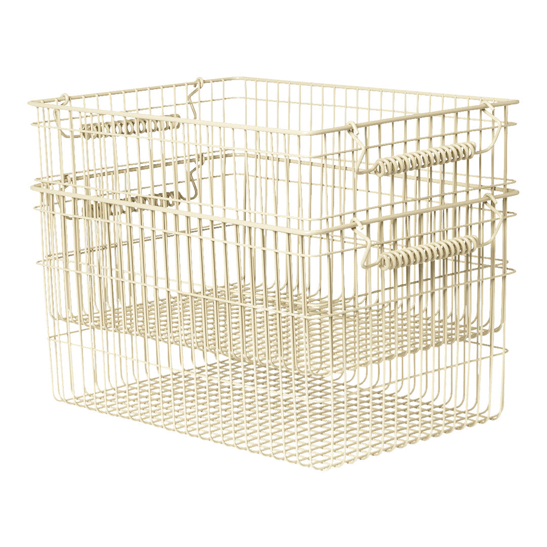 Stackable Storage Baskets Set of 2 - Organize Home, Office & Nursery - Perfect for Shelves, Closets & Bathroom Organization