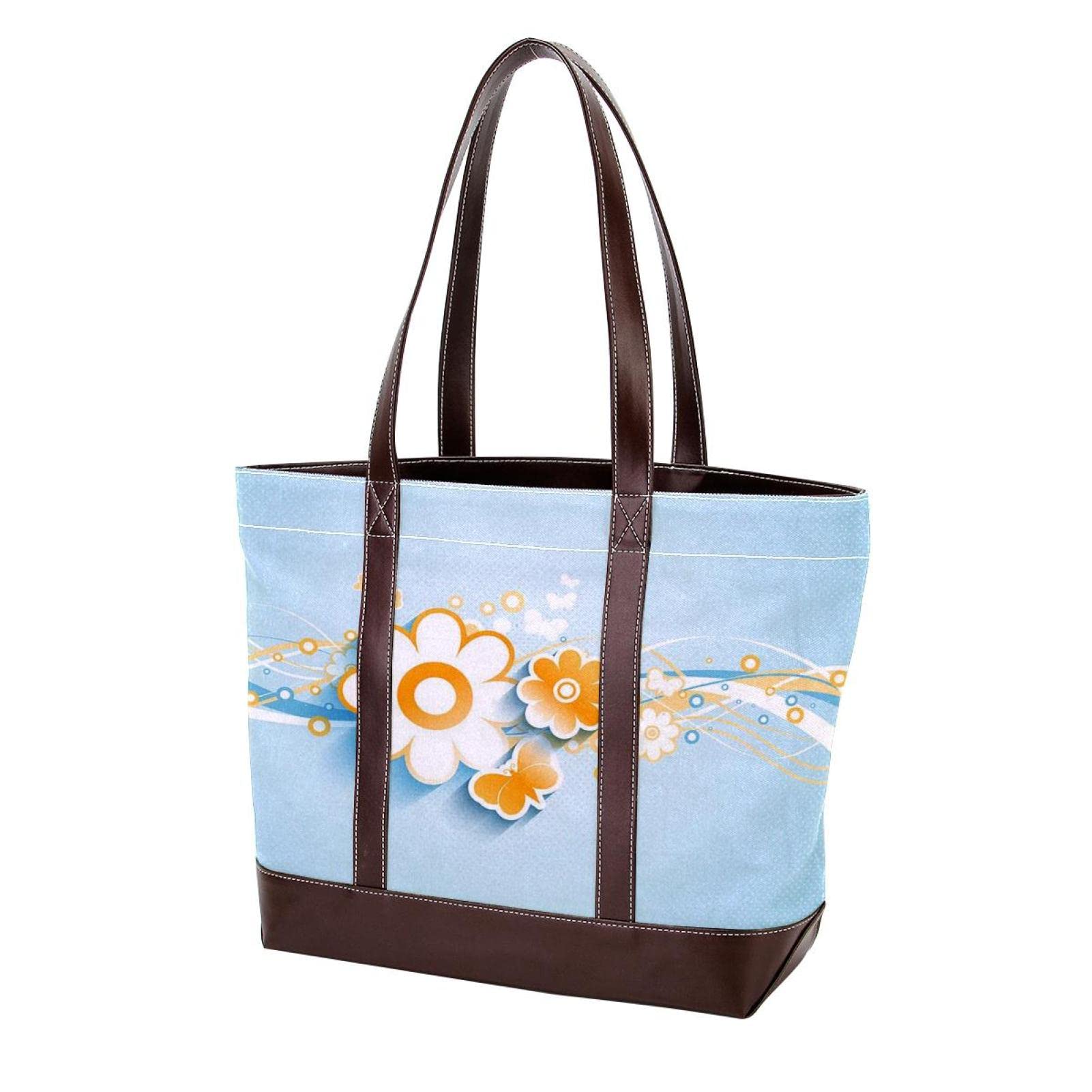 Stylish Tiger Print Tote Bag for Women - Large Canvas & Leather Shoulder Bag with Top Handle - Perfect for Work, Travel & Shopping (Hobo Satchel Purse)