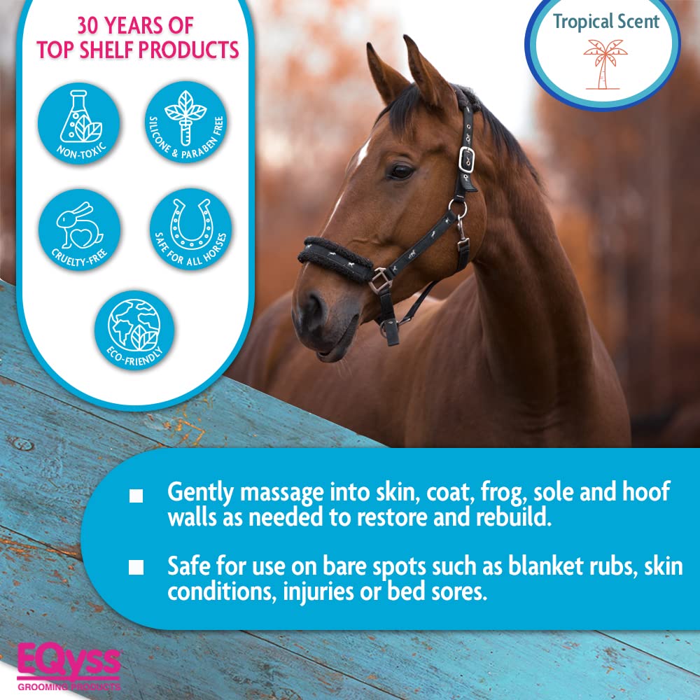 EQyss Mega-Tek Equine Horse Rebuilder - Repair & Strengthen Dry Hooves, Manes & Tails - Reduce Hair Breakage, Condition Blanket Rubs & Bed Sores - 1 Gallon Horse Hoof & Coat Treatment for Show Horses, Trail Riders & Daily Grooming