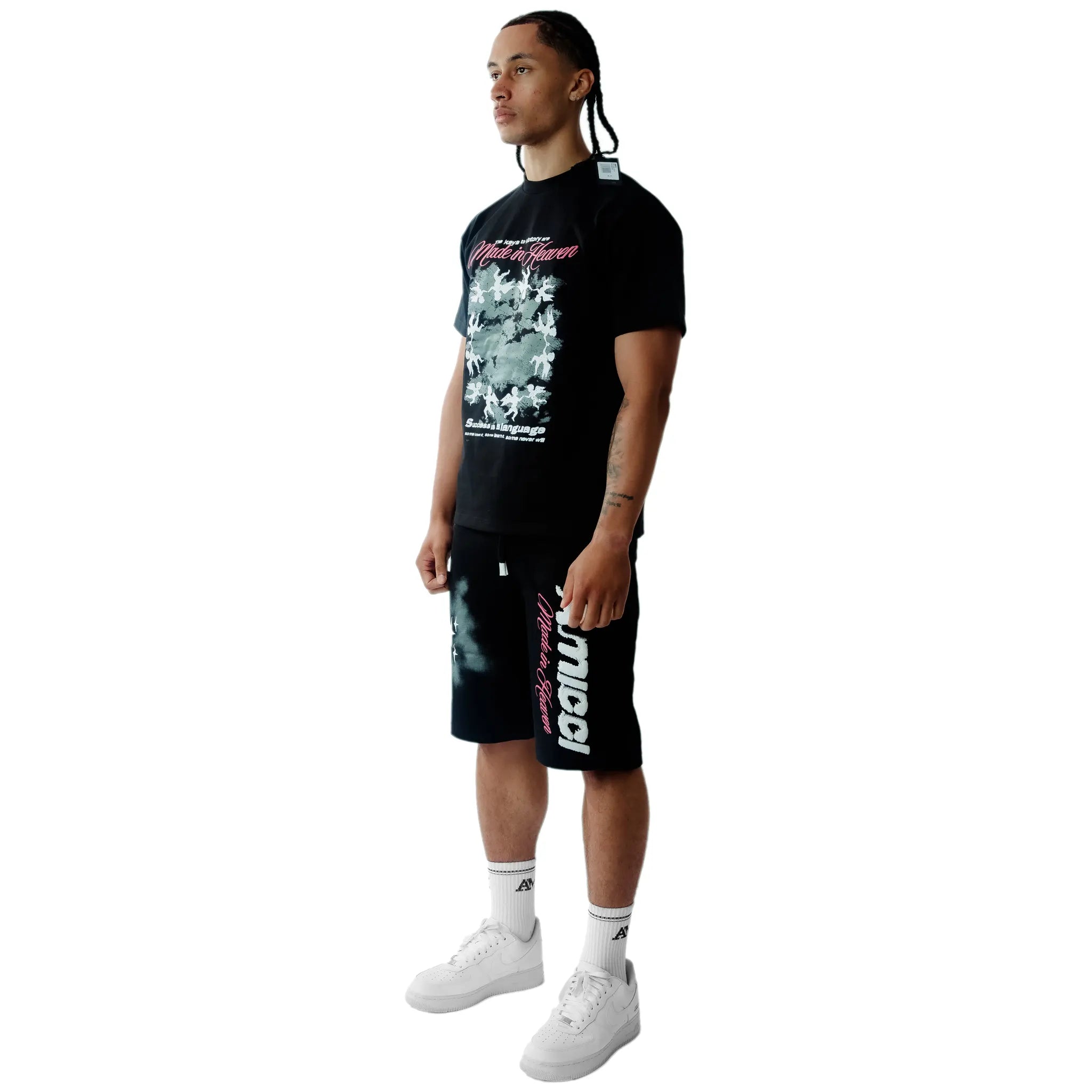 Amicci Angeli Graphic Print Black Shorts for Women - Trendy Casual Summer Shorts for Outfits, Beach, and Streetwear Fashion