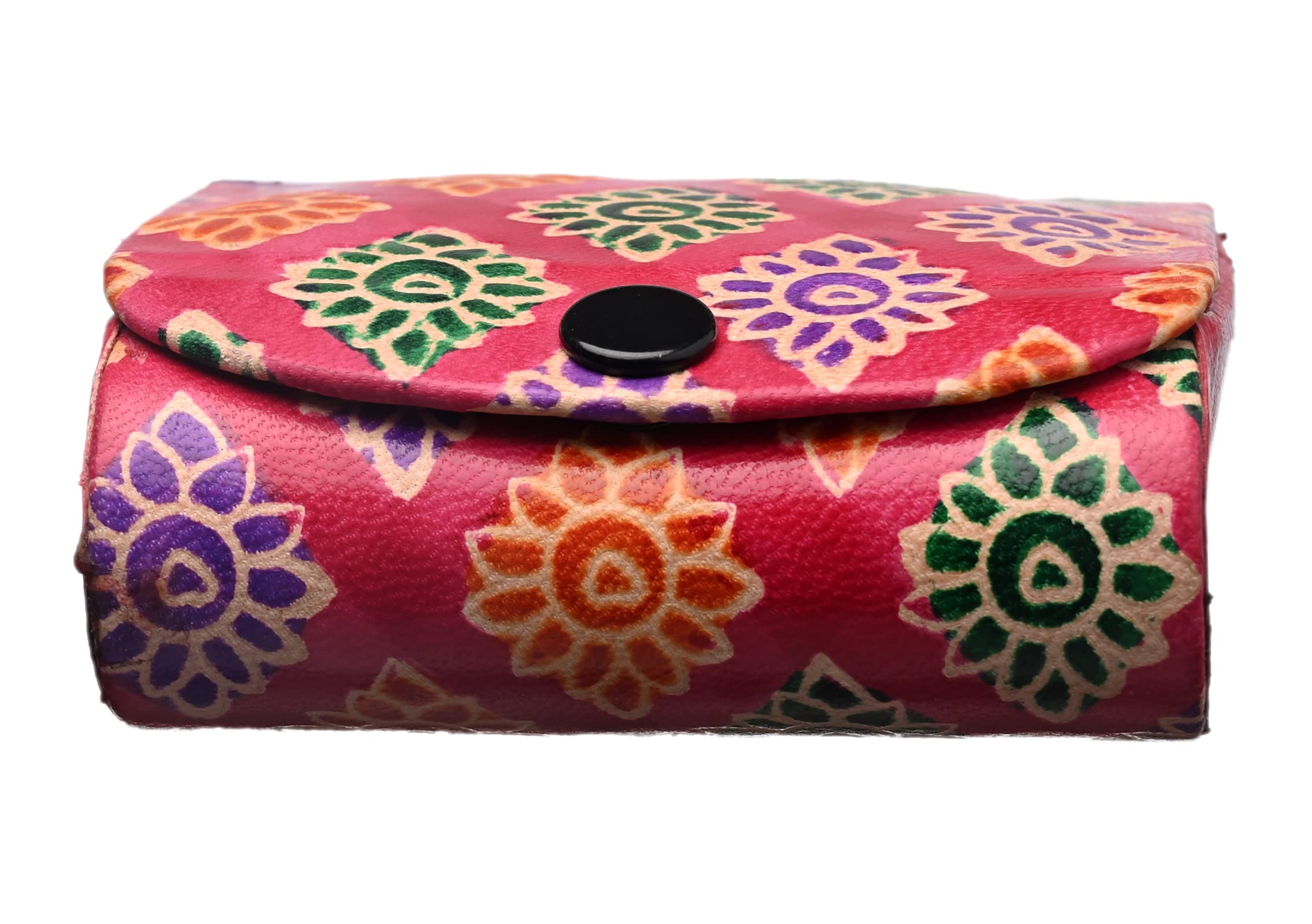 Premium Leather Lipstick Case Holder with Mirror - Traditional Floral Design Jewelry Box Organizer for 2 Lipsticks - Perfect for Handbags & Crossbody Bags (Dark Pink) - Ideal Gift for Women, Makeup Lovers & Travel Accessories