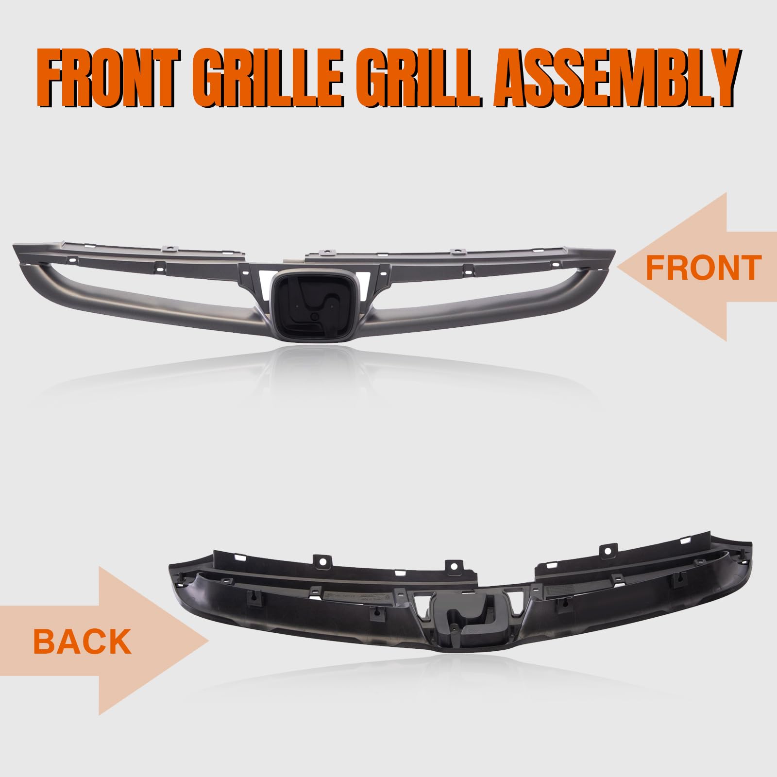 2006-2007 Honda Accord Sedan Front Grille Assembly - Gray Silver Replacement (Part# HO1200179 71121SDAA10ZA) | Perfect Fit & Durable Design for Car Restoration & Customization