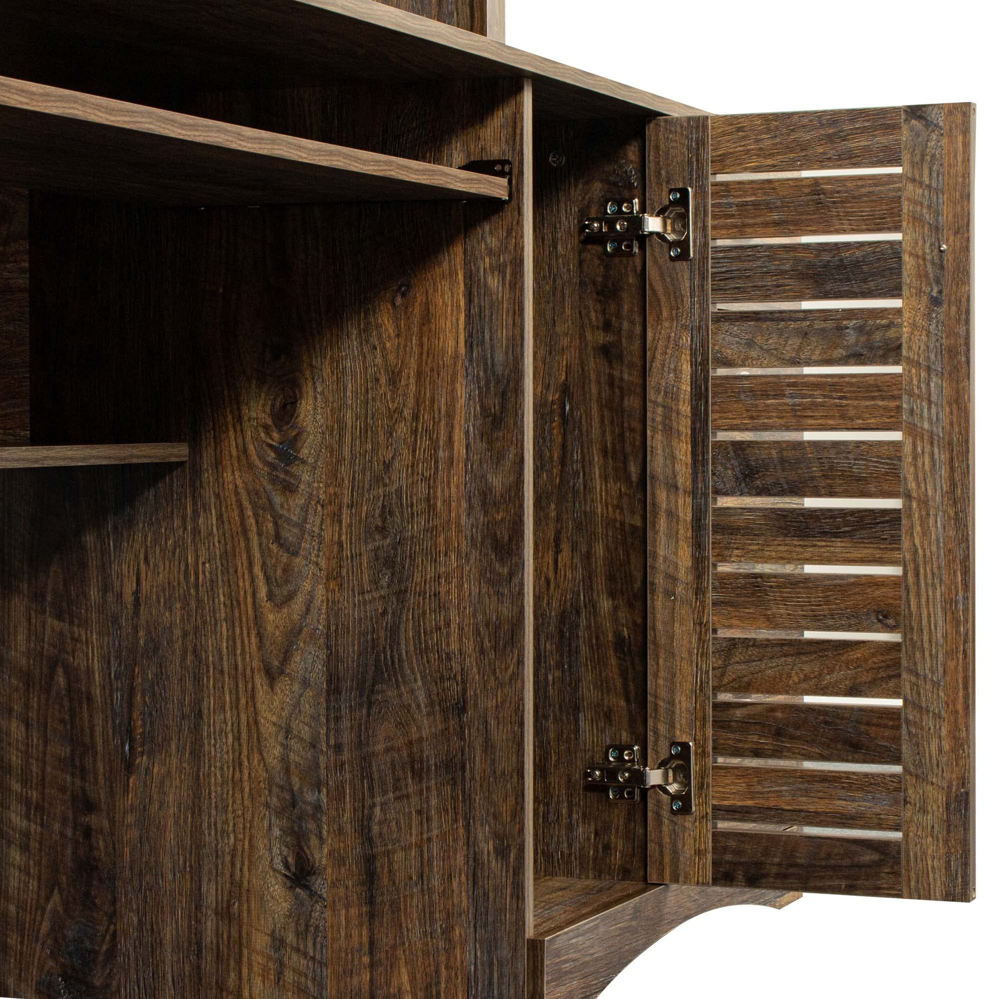 Wooden Computer Desk with Hutch - Office Desk with Storage Drawer for Home Office & Study Room, Dark Brown - Perfect for Small Spaces & Remote Work
